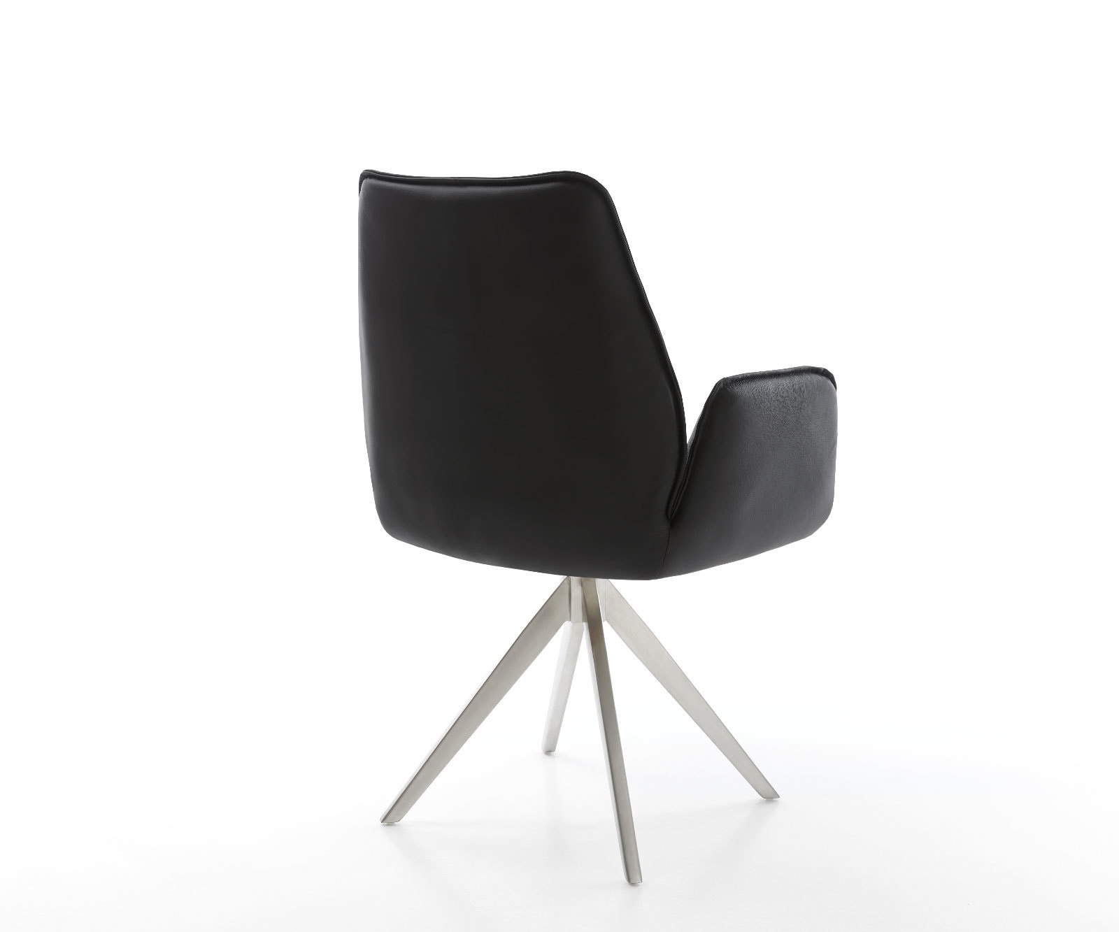 Eetkamerstoel Zoa-Flex echt leer zwart kruisframe hoekig roestvrij staal pocketveer kern 4 Eetkamerstoel Zoa-Flex echt leer zwart kruisframe hoekig roestvrij staal pocketveer kern 4