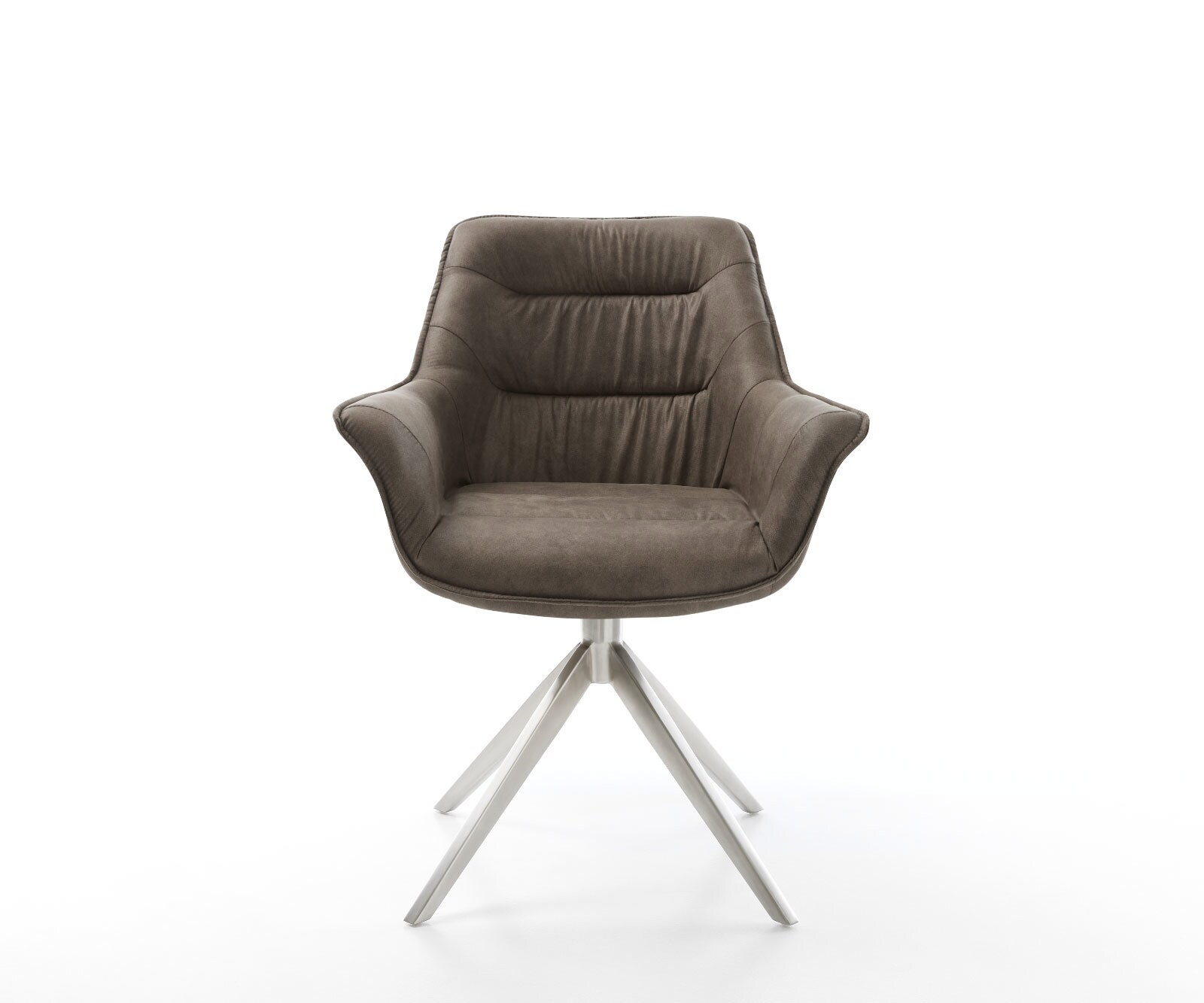 Eetkamerstoel Kaira-Flex microvelours taupe vintage kruisframe breed roestvrij staal 2