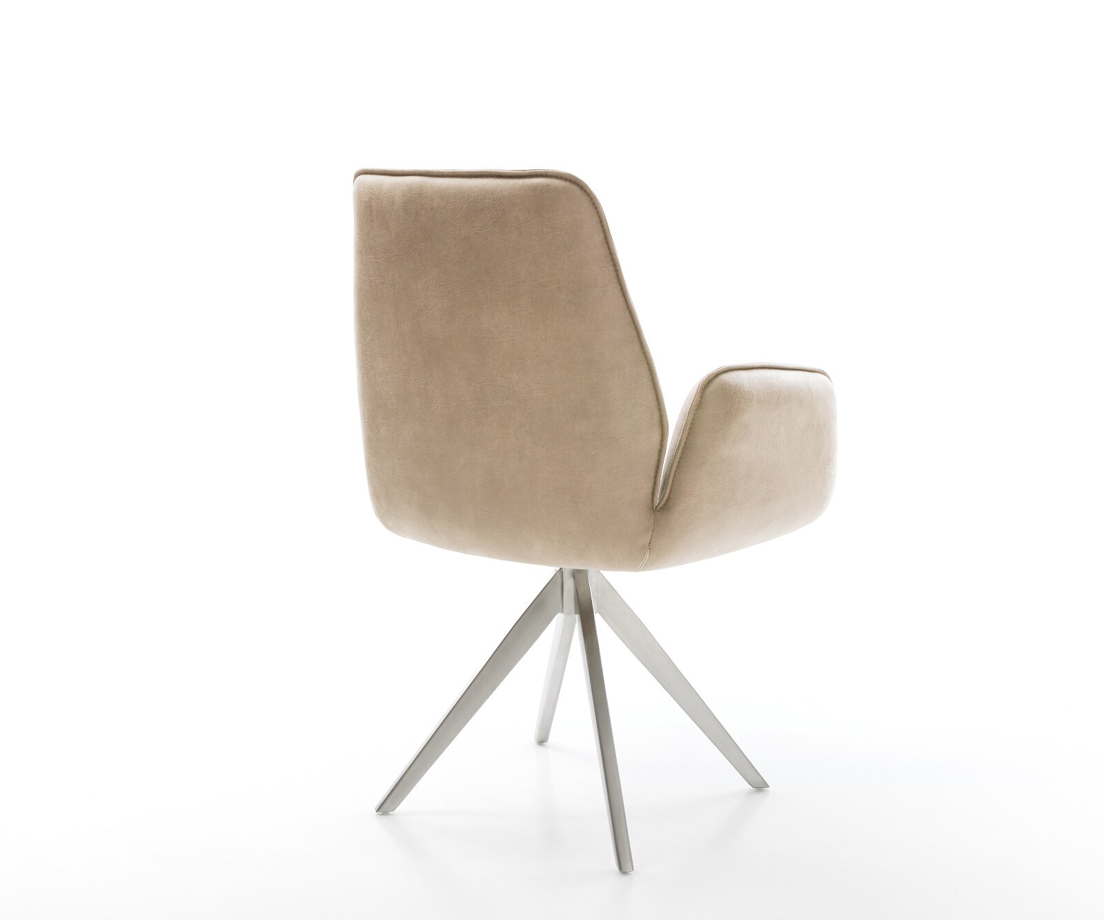 Eetkamerstoel Zoa-Flex microvelours beige vintage kruisframe hoekig roestvrij staal pocketveer kern 4