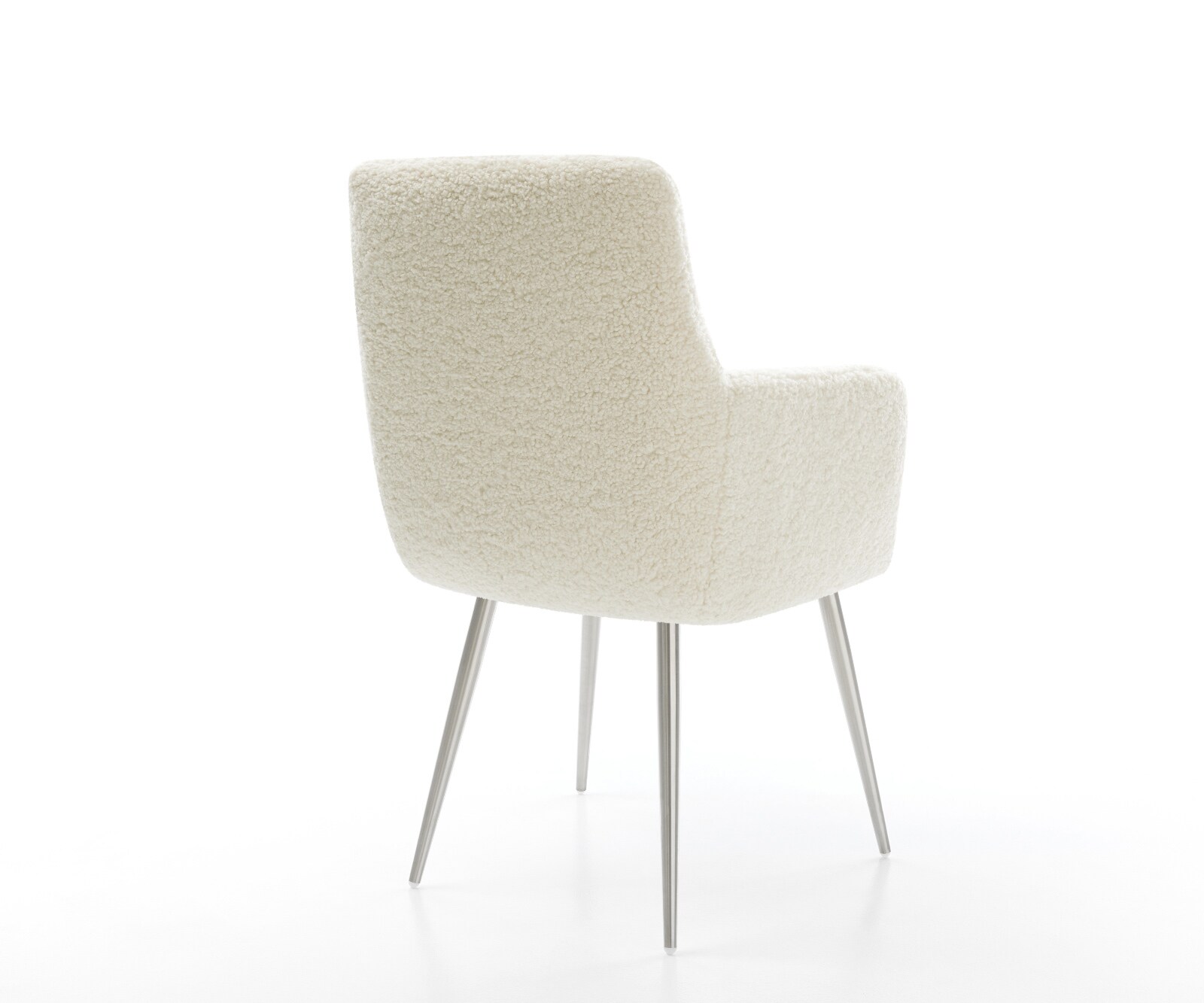 Eetkamerstoel Heira-Flex met armleuning teddy beige 4-poot conisch roestvrij staal pocketveer kern 5