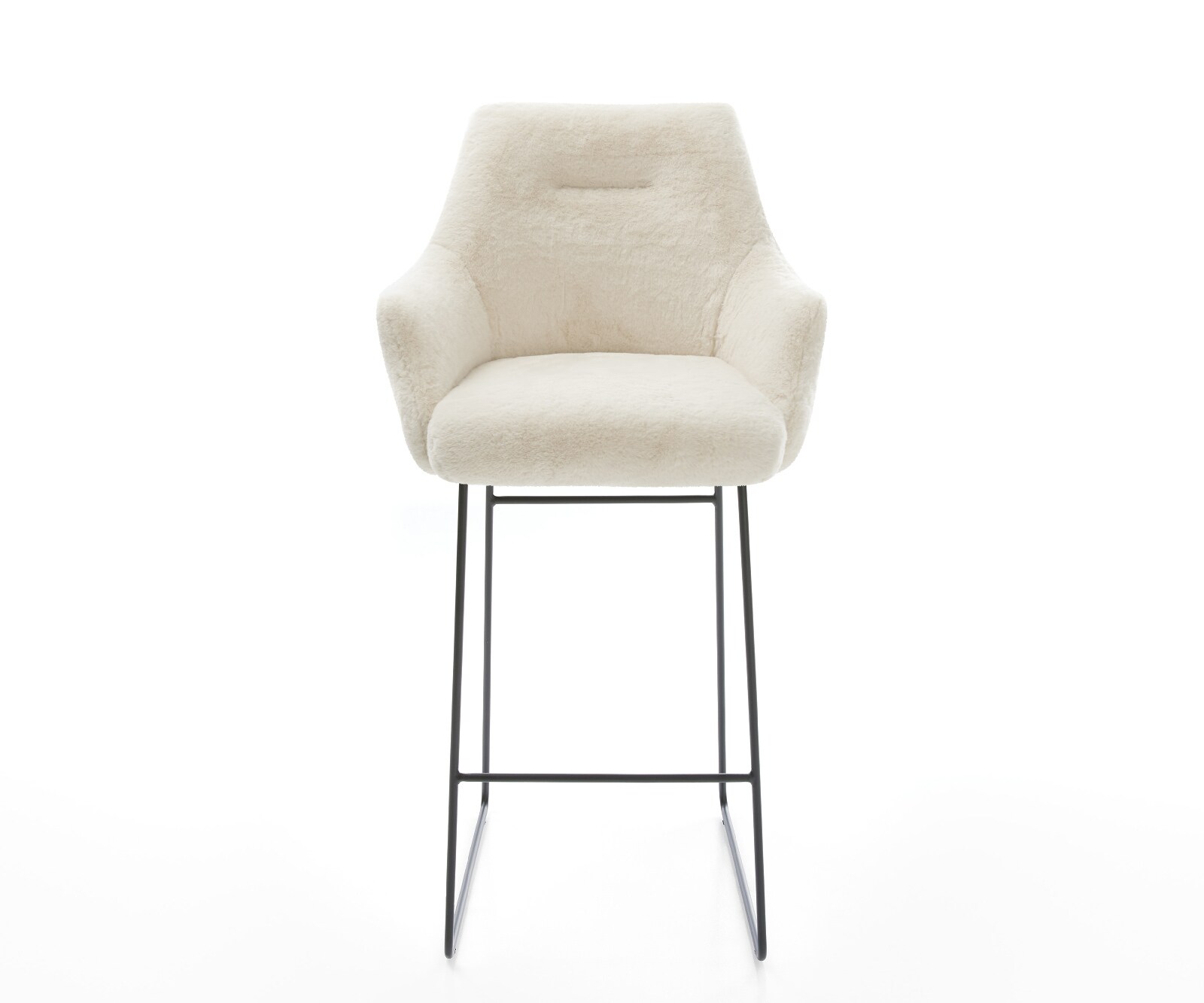 Barstoel Alja-Flex Pluchen Crème-wit Sledeonderstel metaal zwart Zwart Pocketvering 1