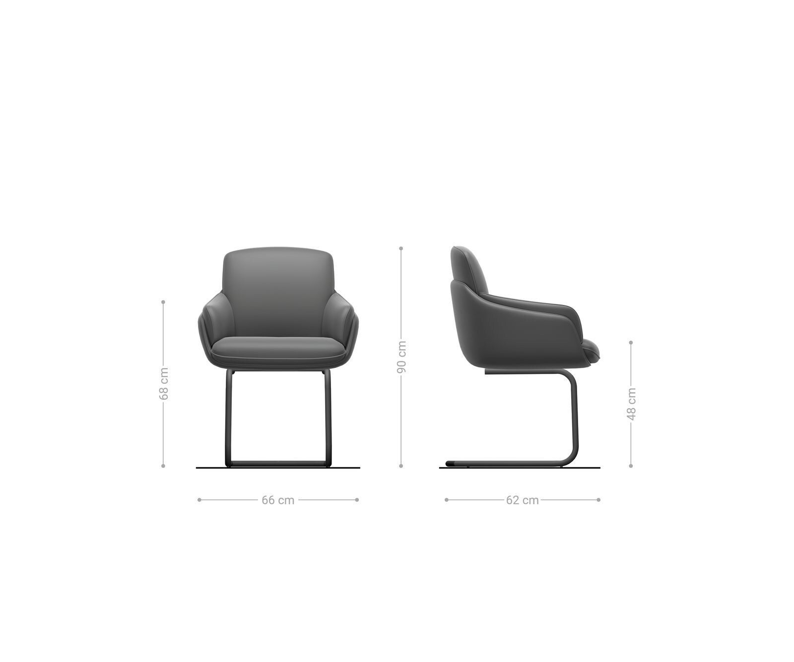 Sledemodel Luan-Flex met armleuning materiaalmix zwart sledemodel rond roestvrij staal 5 Sledemodel Luan-Flex met armleuning materiaalmix zwart sledemodel rond roestvrij staal 5
