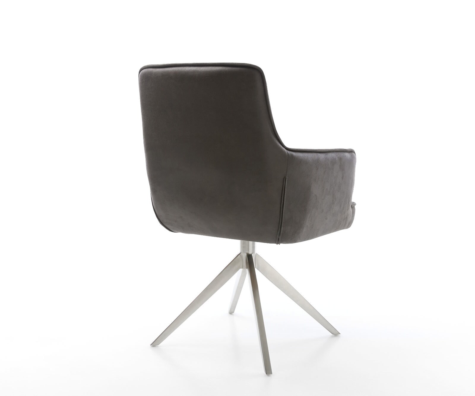 Draaistoel Heira-Flex met armleuning microvelours antraciet vintage kruisframe breed roestvrij staal 360° draaibaar rocker-functie pocketveer kern 4