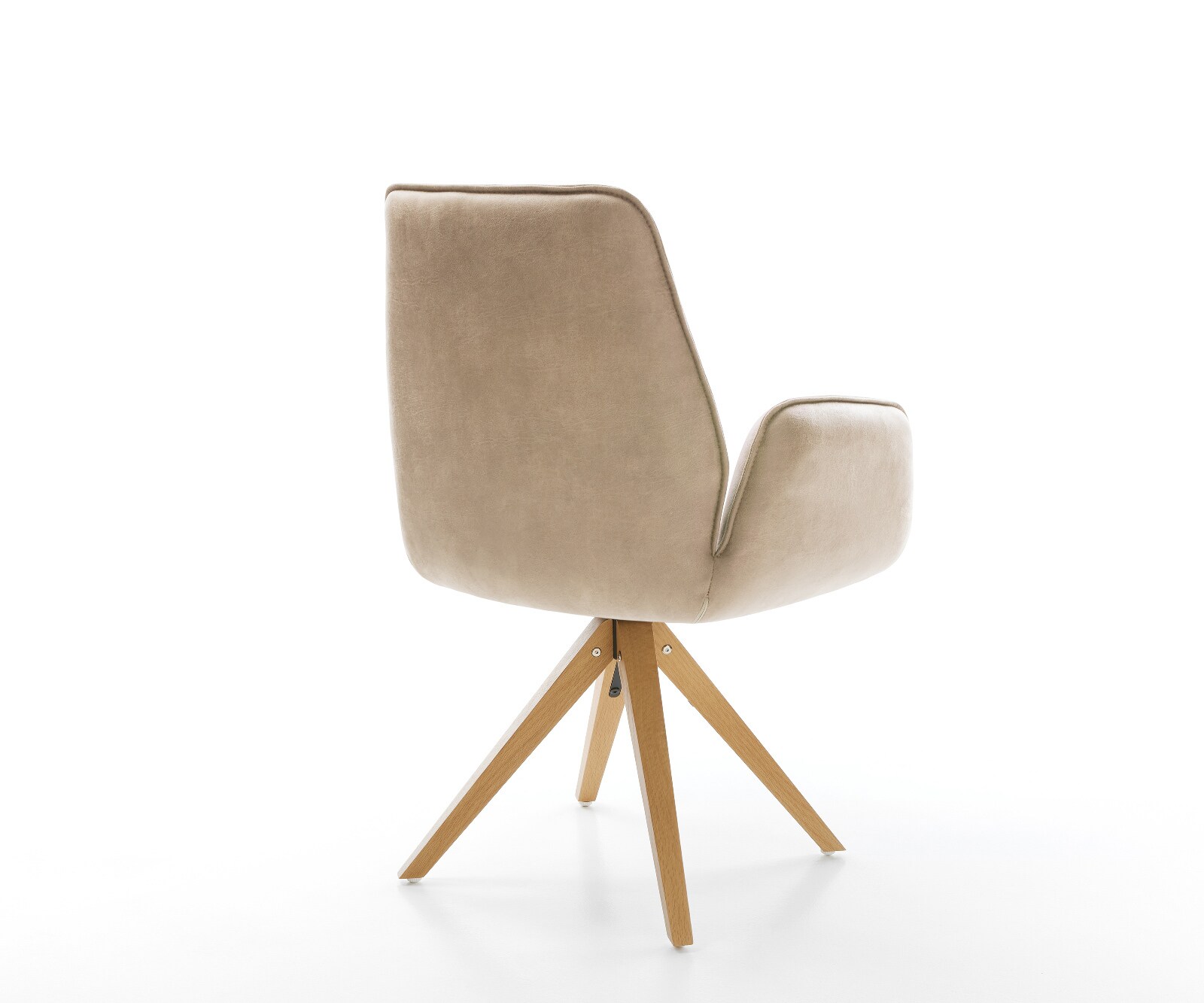 Eetkamerstoel Zoa-Flex microvelours beige vintage houten frame hoekig natuur 360° draaibaar pocketveer kern 4