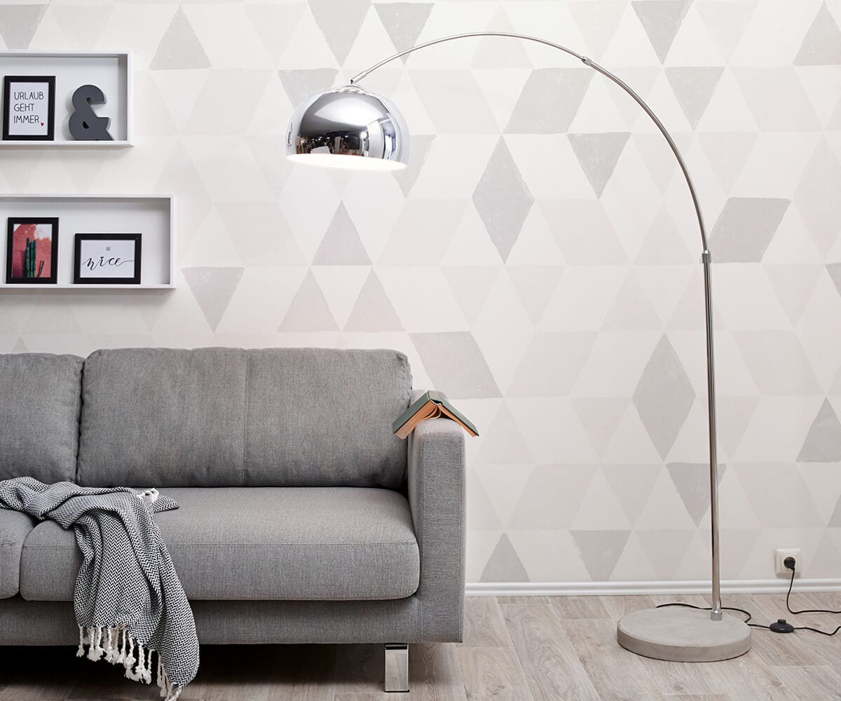 Vloerlamp Big-Deal Zilver in hoogte verstelbare booglamp  Vloerlamp Big-Deal Zilver in hoogte verstelbare booglamp