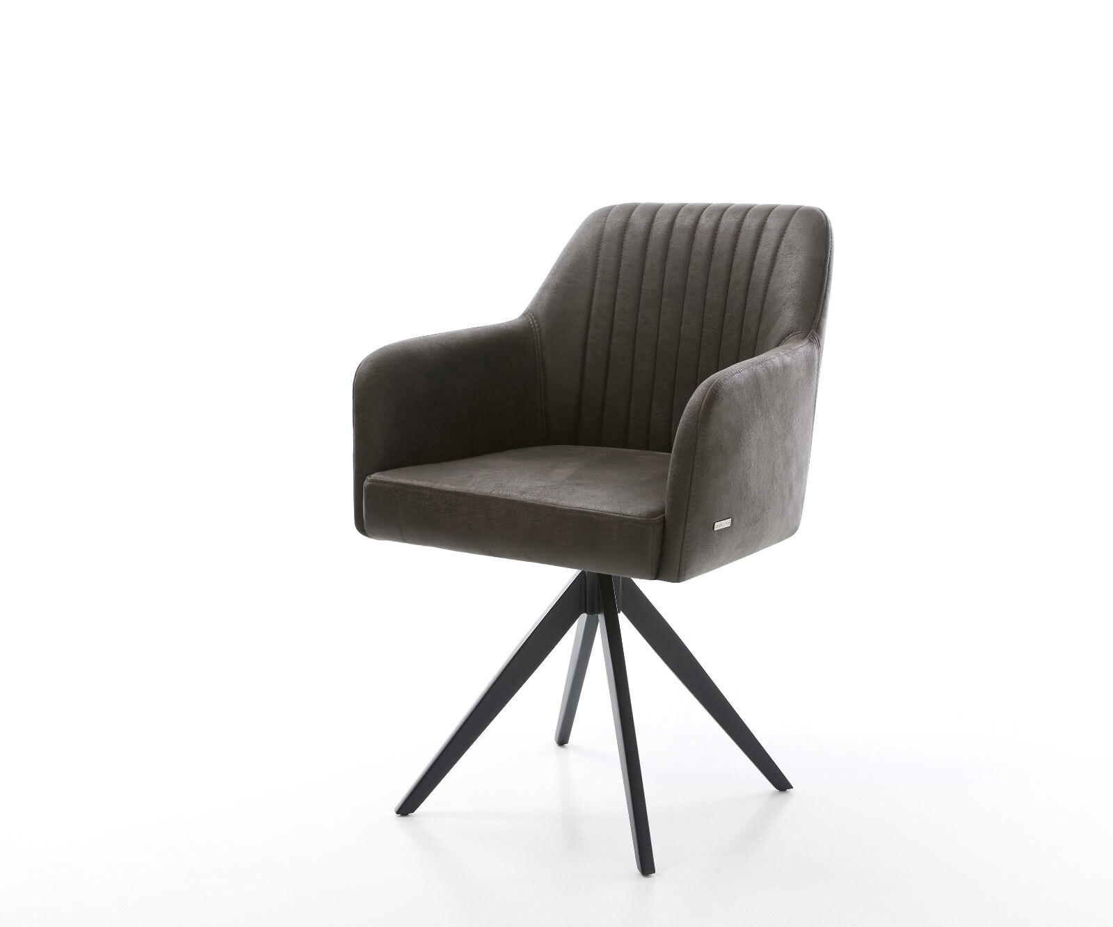 Eetkamerstoel Greg-Flex microvelours antraciet vintage kruisframe hoekig zwart pocketveer kern