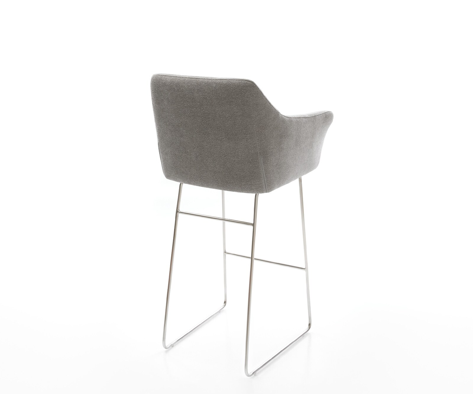 Barstoel Yulo-Flex Zachte stof met structuur Grijs Sledeonderstel roestvrij staal Zilver 4