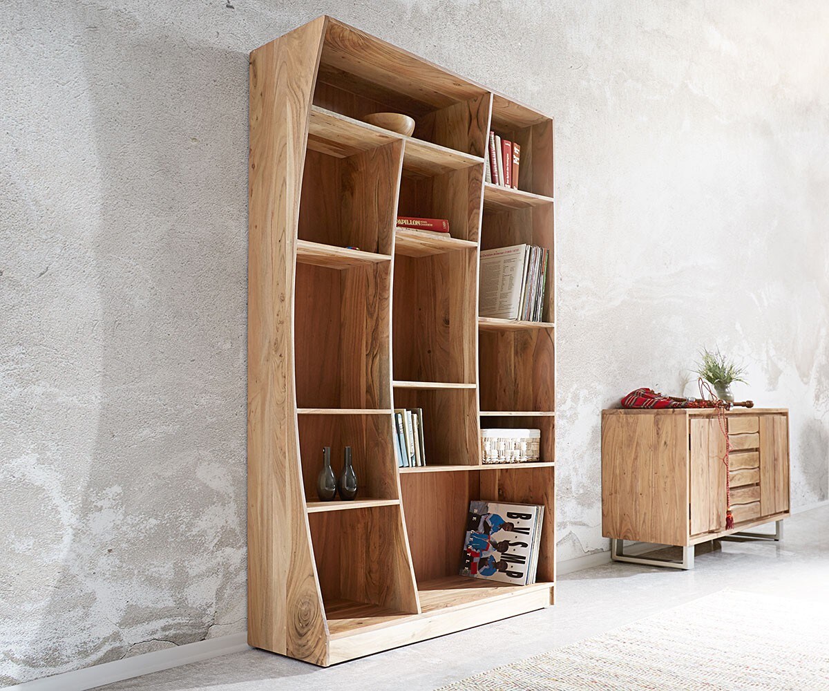 Boekenkast Live-Edge boekenkast 121 cm natuur acacia rechts