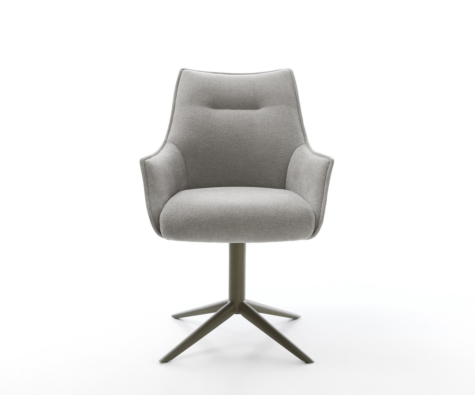 Draaistoel Alja-Flex met armleuning zachte stof met structuur grijs kruispoot afwerking met titanium 360° draaibaar rocker-functie pocketveer kern 1