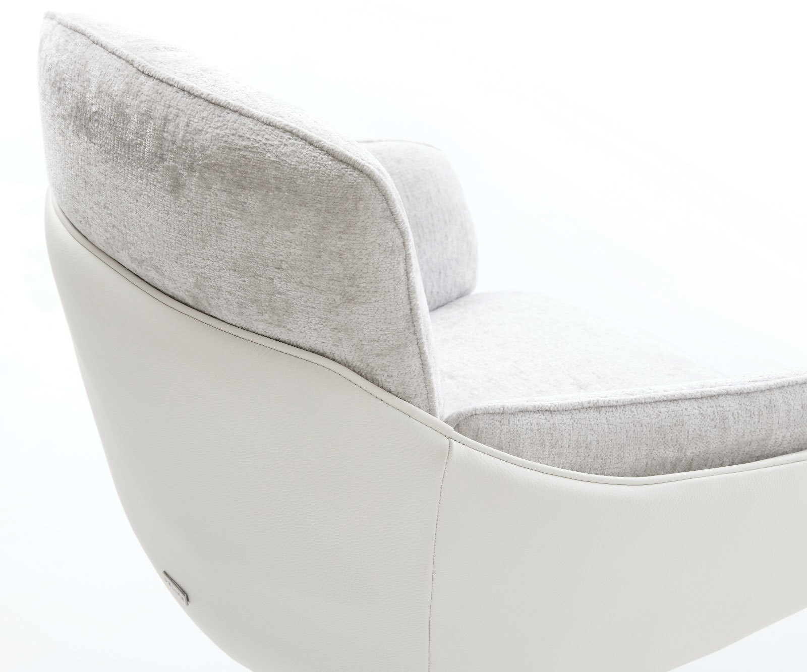 Draaistoel Luan-Flex met armleuning materiaalmix echt leer wit-zilver grijs kruispoot wit 360° draaibaar rocker-functie 3 Draaistoel Luan-Flex met armleuning materiaalmix echt leer wit-zilver grijs kruispoot wit 360° draaibaar rocker-functie 3