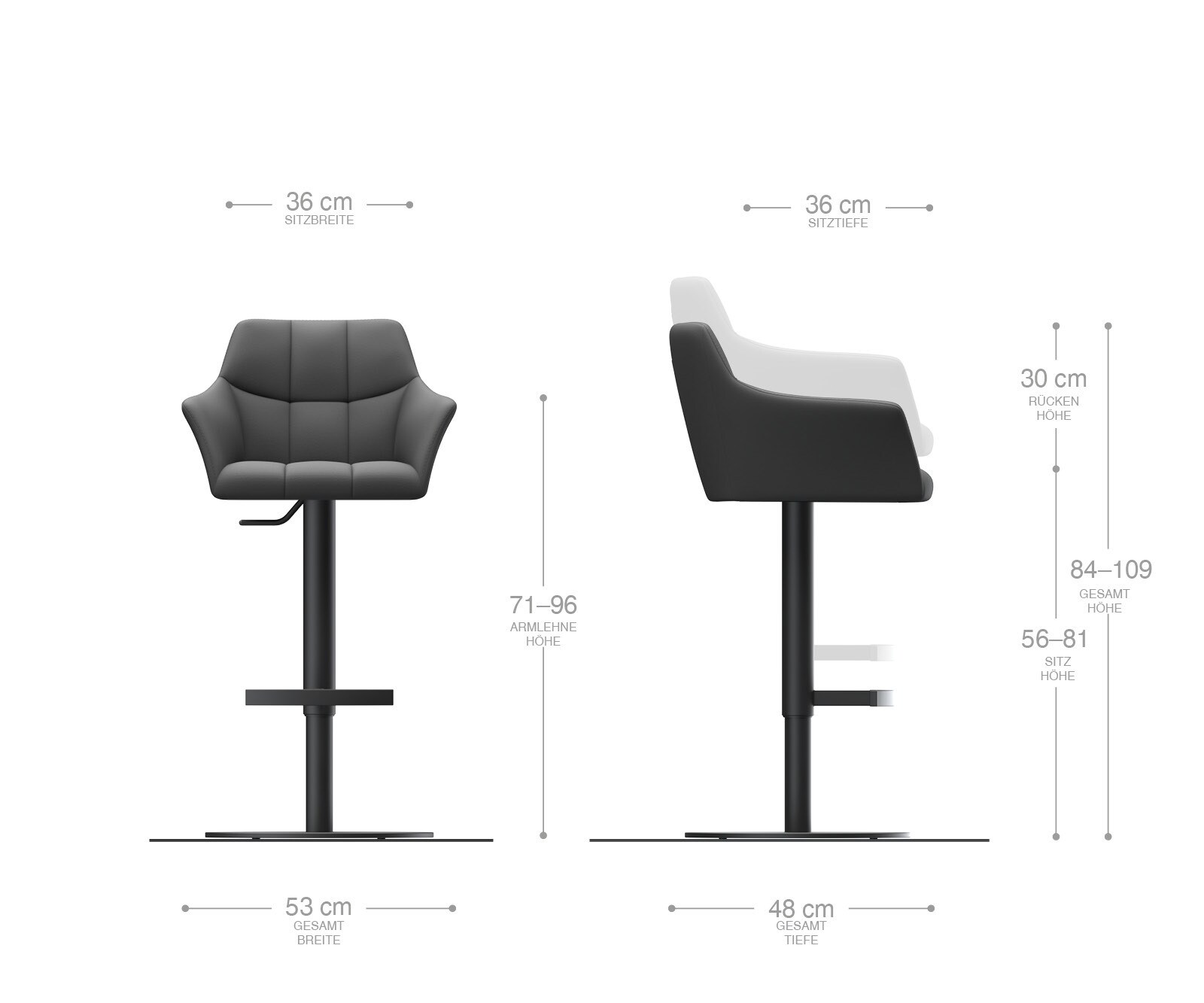 Barstoel Yulo-Flex vintage grijs draaivoet hoogteverstelbaar metaal 6 Barstoel Yulo-Flex vintage grijs draaivoet hoogteverstelbaar metaal 6