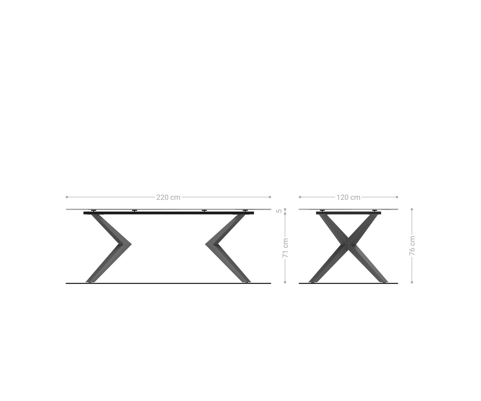 Eetkamertafel Edge ovaal 220x120 keramiek Minas Melange wit-Beige Zenthara hoekig metaal effectafwerking titaan 7