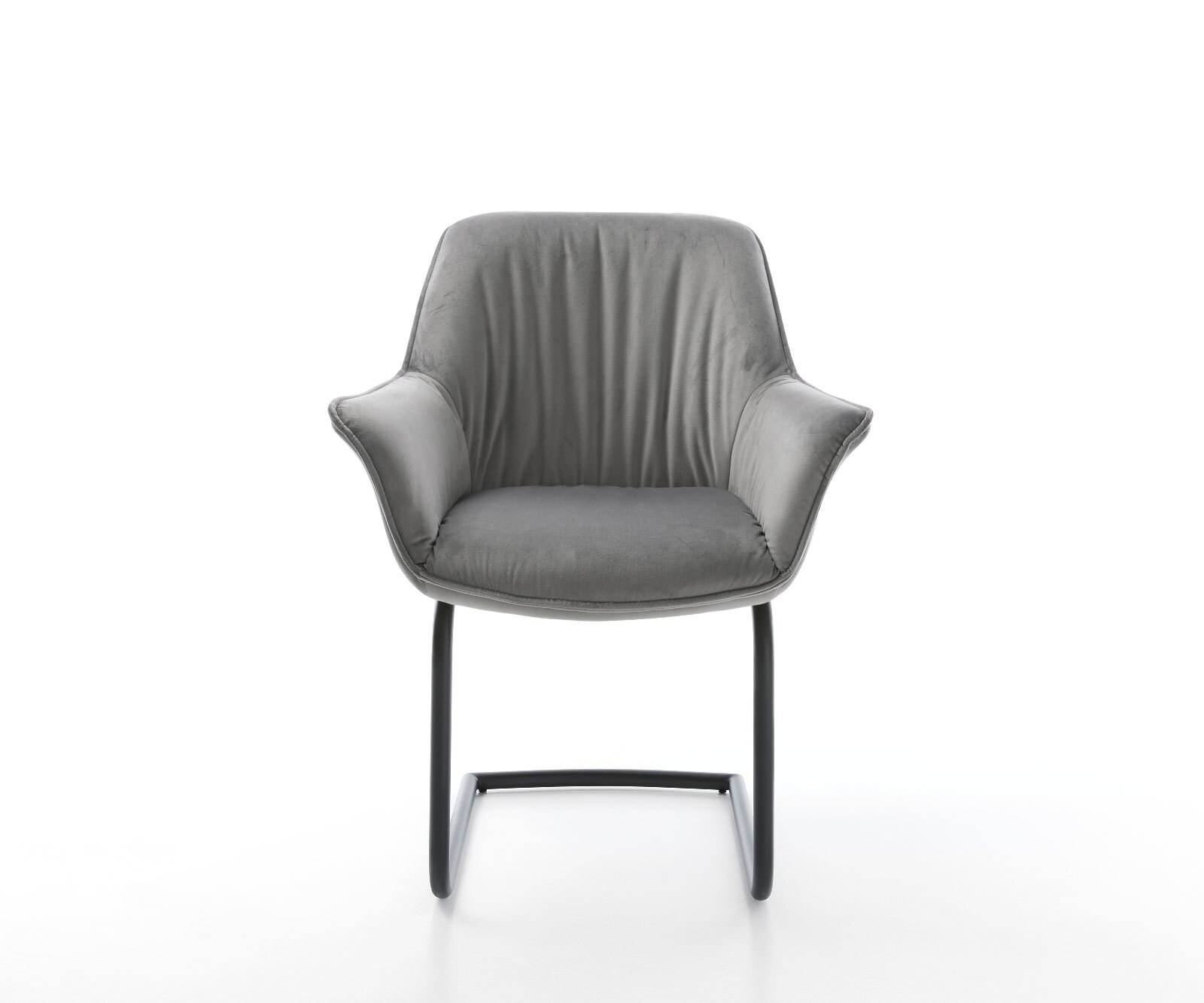 Sledemodel Keila-Flex met armleuning fluweel grijs sledemodel rond zwart 2 Sledemodel Keila-Flex met armleuning fluweel grijs sledemodel rond zwart 2