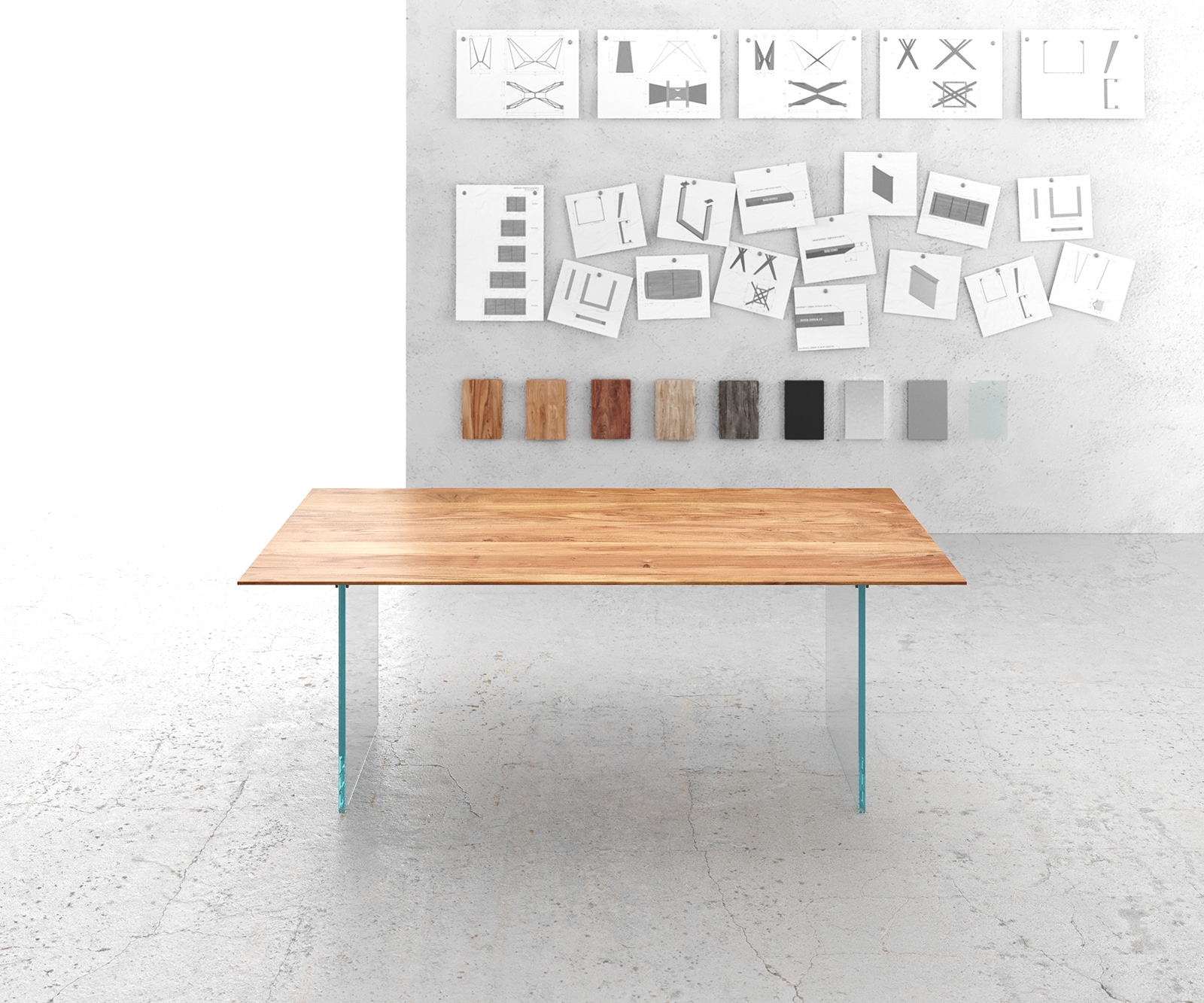 Eettafel Edge 200x100 cm acacia natuur frame verre Zwitserse rand 1 Eettafel Edge 200x100 cm acacia natuur frame verre Zwitserse rand 1