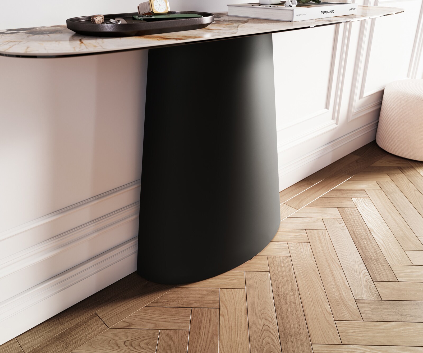 Consoletafel Edge Bootvorm 140x40 cm Keramiek Patagonia Poliert Conos Metaal Zwart 6