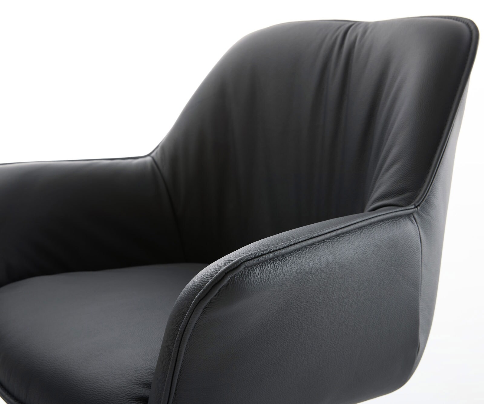 Draaistoel Keila-Flex met armleuning echt leer zwart kruisframe breed zwart 360° draaibaar rocker-functie 3