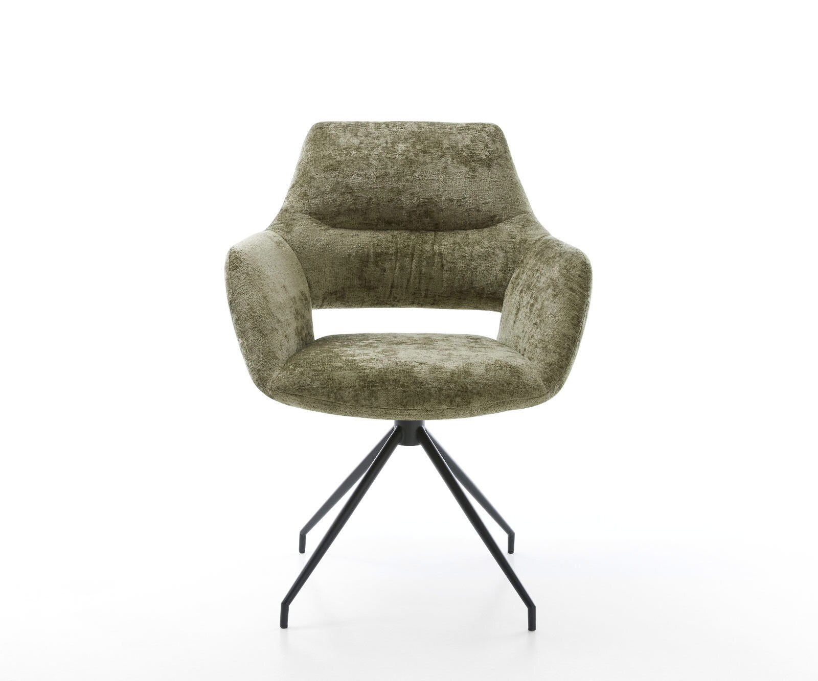 Draaistoel Yago-Flex met armleuning chenille olijfgroen kruisframe conisch zwart 180° draaibaar pocketveer kern 1 Draaistoel Yago-Flex met armleuning chenille olijfgroen kruisframe conisch zwart 180° draaibaar pocketveer kern 1