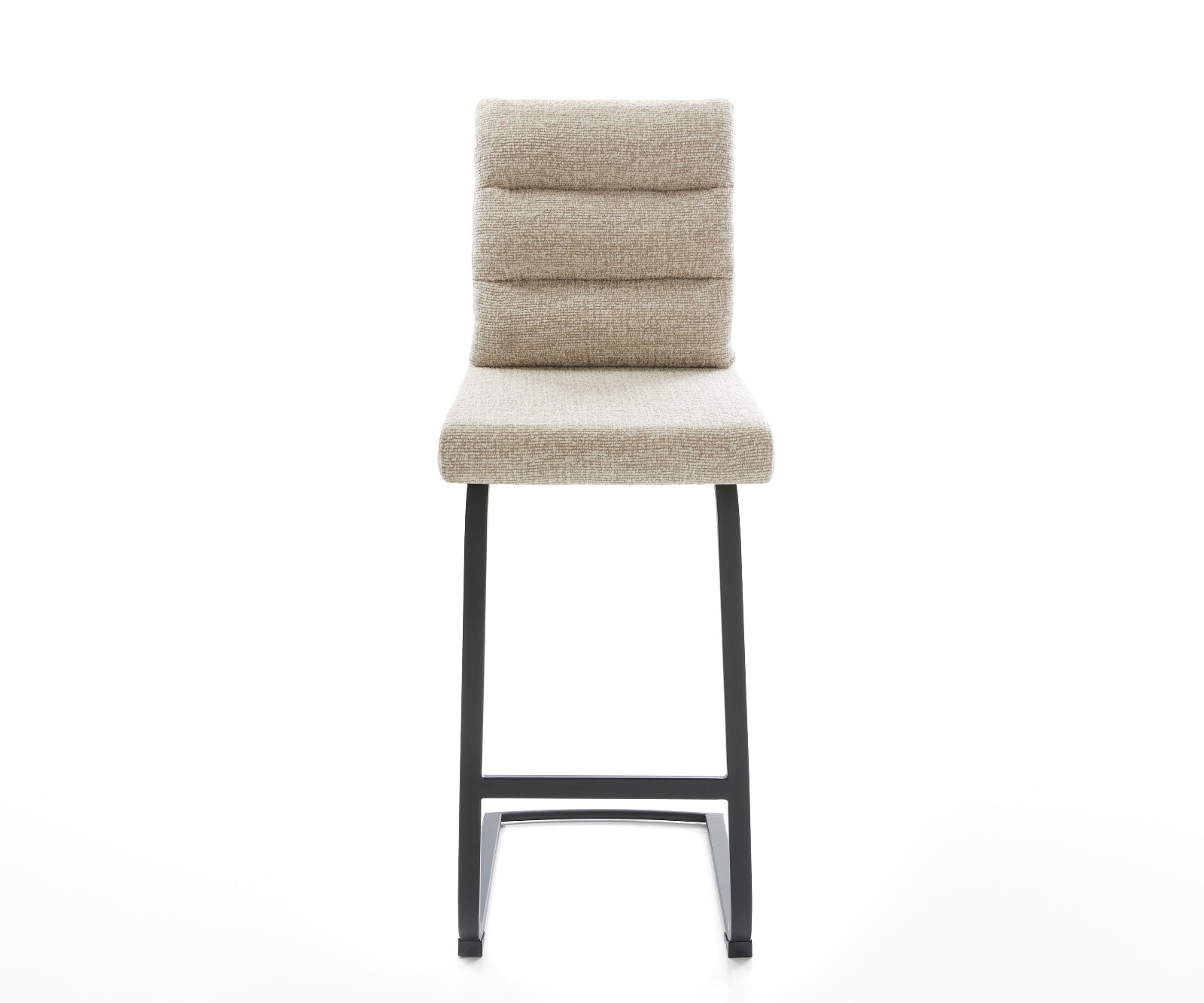 Barstoel Pela-Flex Zachte Geweven stof Beige Vrijkantelframe plat metaal Zwart 2