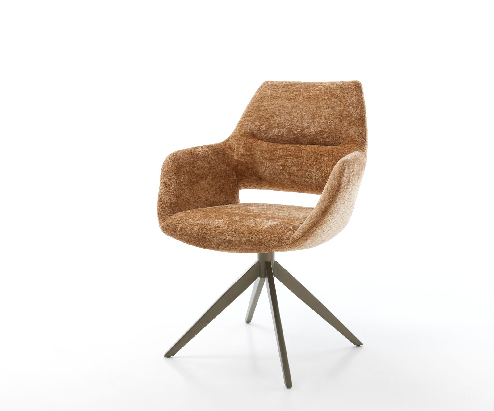 Draaistoel Yago-Flex met armleuning chenille Roest kruisframe breed afwerking met titanium 360° draaibaar rocker-functie pocketveer kern