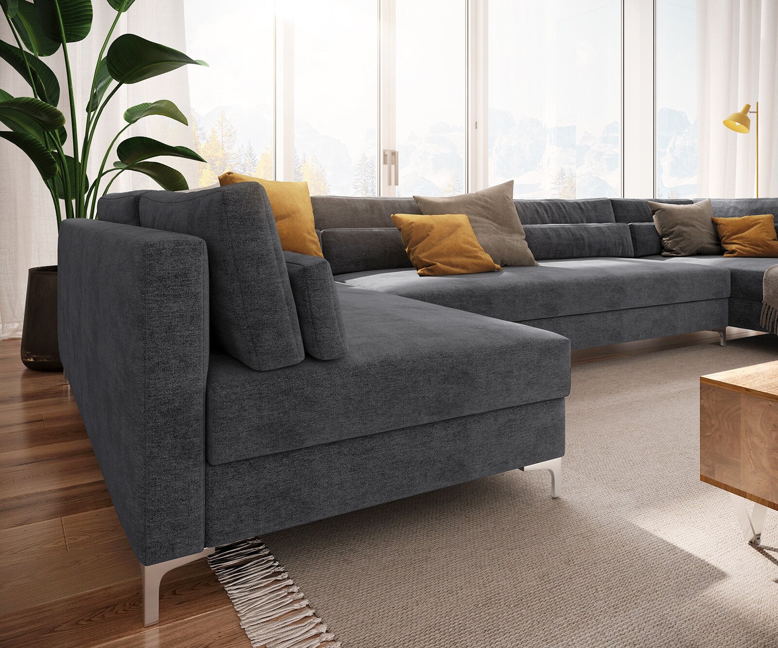 Woonlandschap Elio XL 400x185 cm microvezel grafiet 6