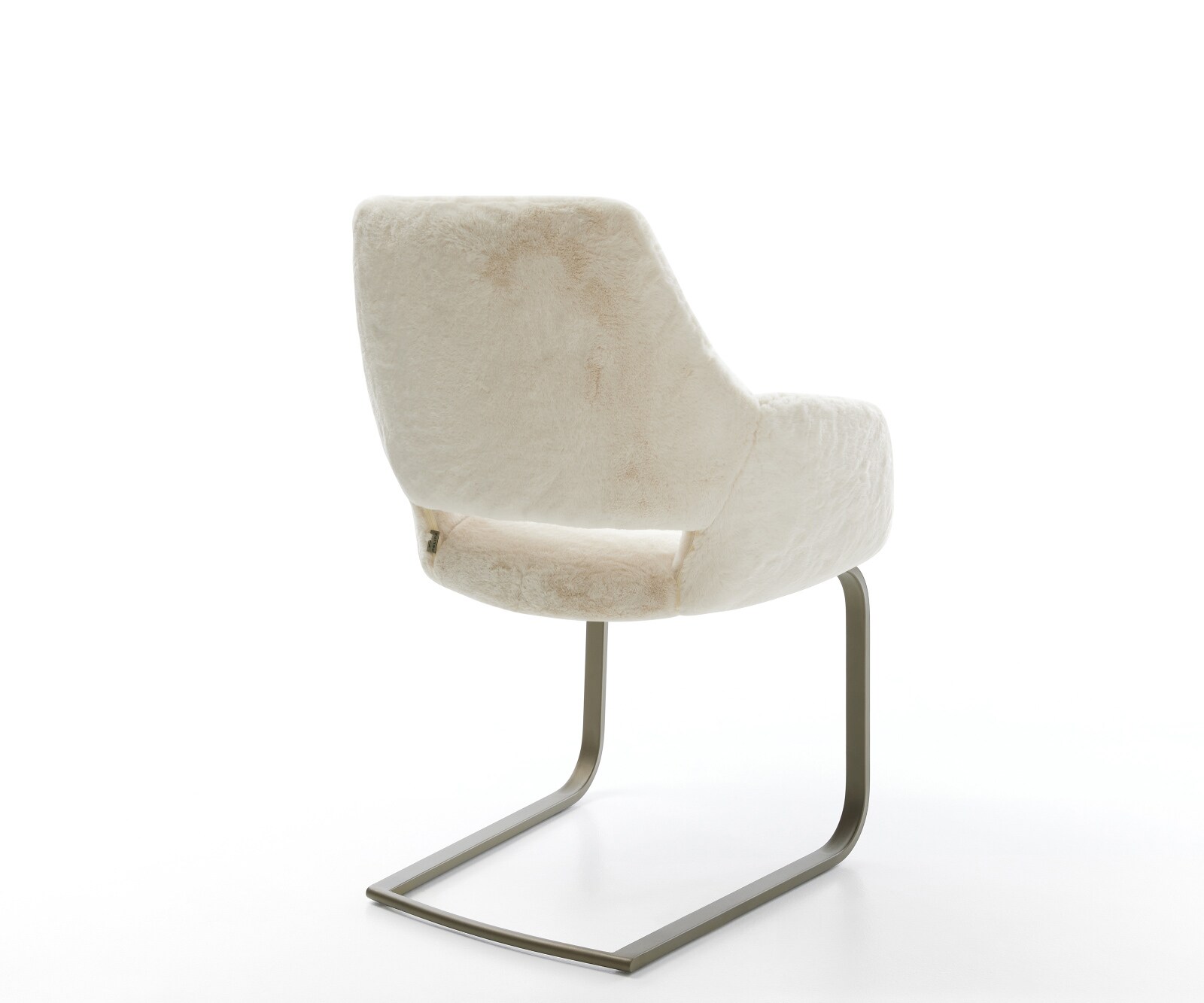 Sledemodel Yago-Flex met armleuning pluchen crème-wit sledemodel vlak afwerking met titanium pocketveer kern 5