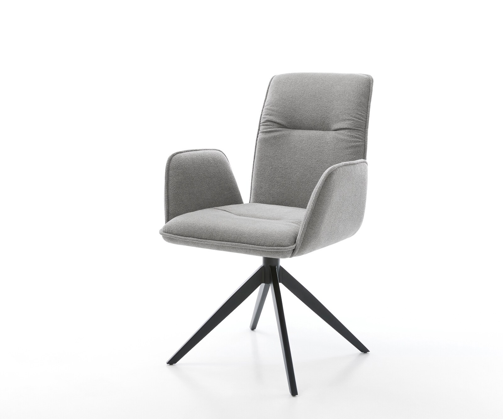 Draaistoel Vinja-Flex zachte stof met structuur grijs kruisframe breed zwart 360° draaibaar rocker-functie 1
