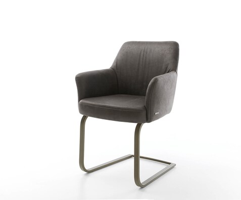 Sledemodel Xana-Flex met armleuning microvelours antraciet vintage sledemodel vlak afwerking met titanium pocketveer kern