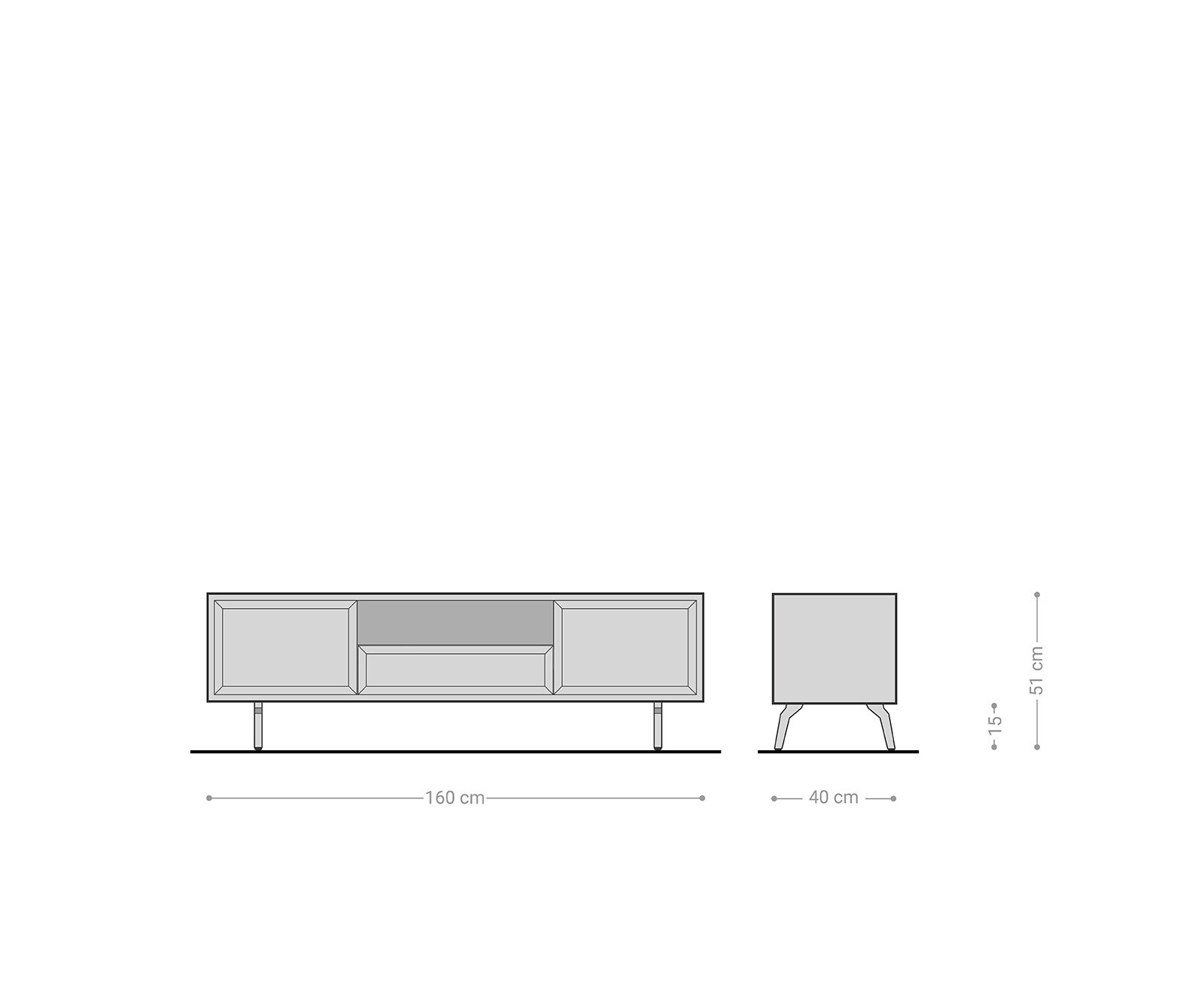 Tv-meubel Shari 160 cm natuur acacia 2 deuren 1 lade 1 vak Haakse poot metaal zwart 5 Tv-meubel Shari 160 cm natuur acacia 2 deuren 1 lade 1 vak Haakse poot metaal zwart 5