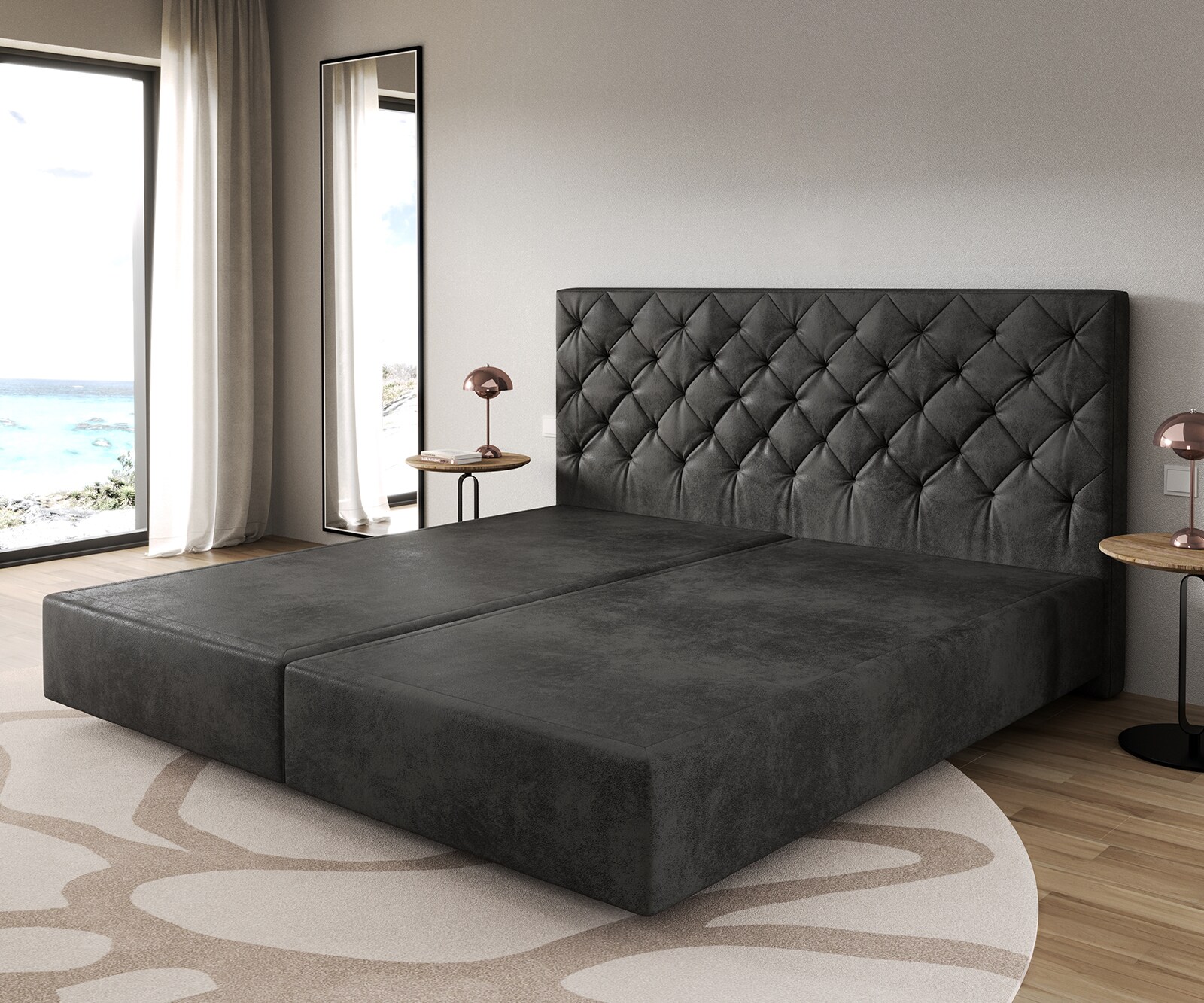 Boxspringframe Dream-Great microvezel antraciet vintage 200x200 cm 1