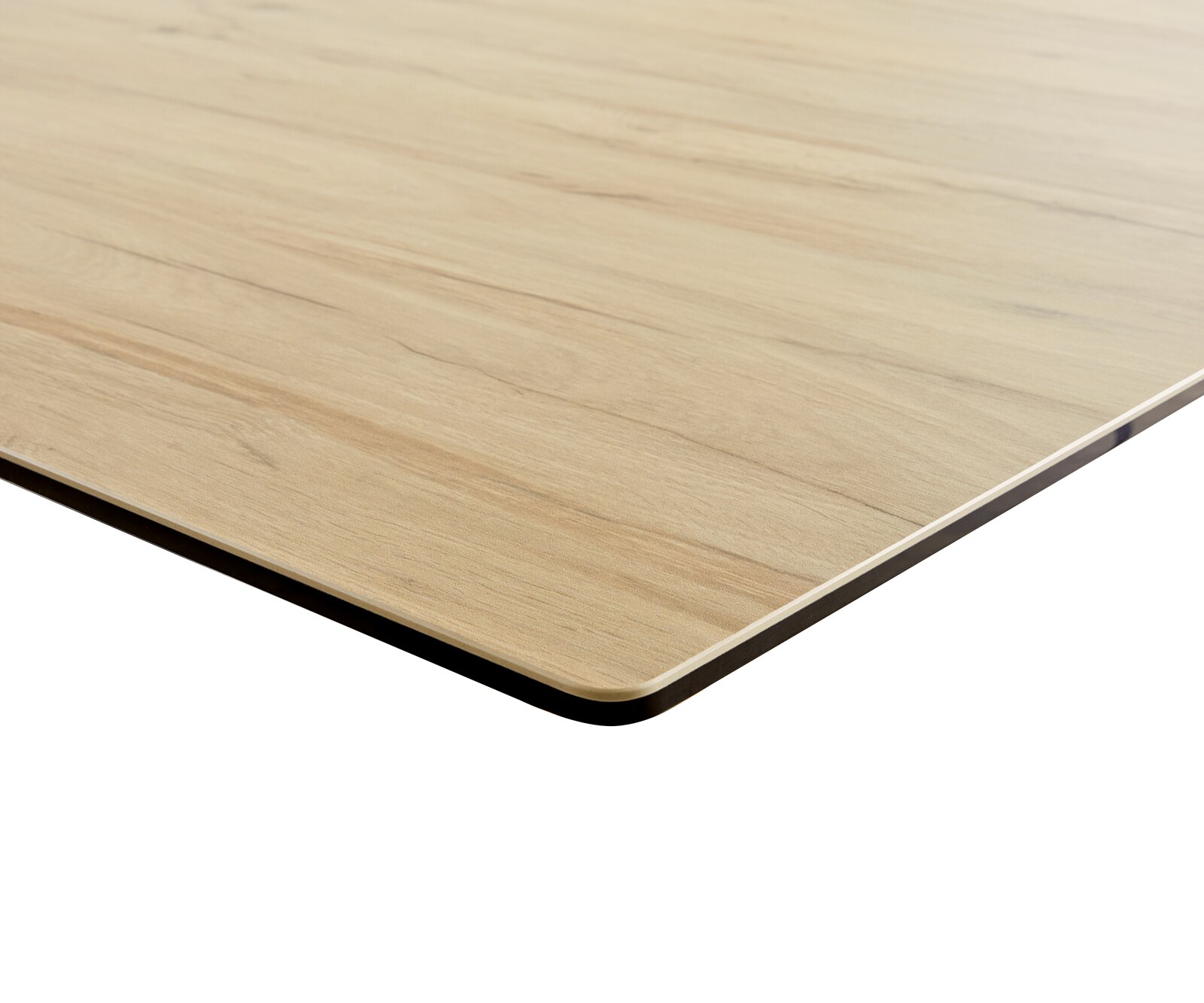 Eetkamertafel Edge 180-220x100 keramiek Laminam® Sabbia eiken kleur W-frame zwart uitschuifbaar