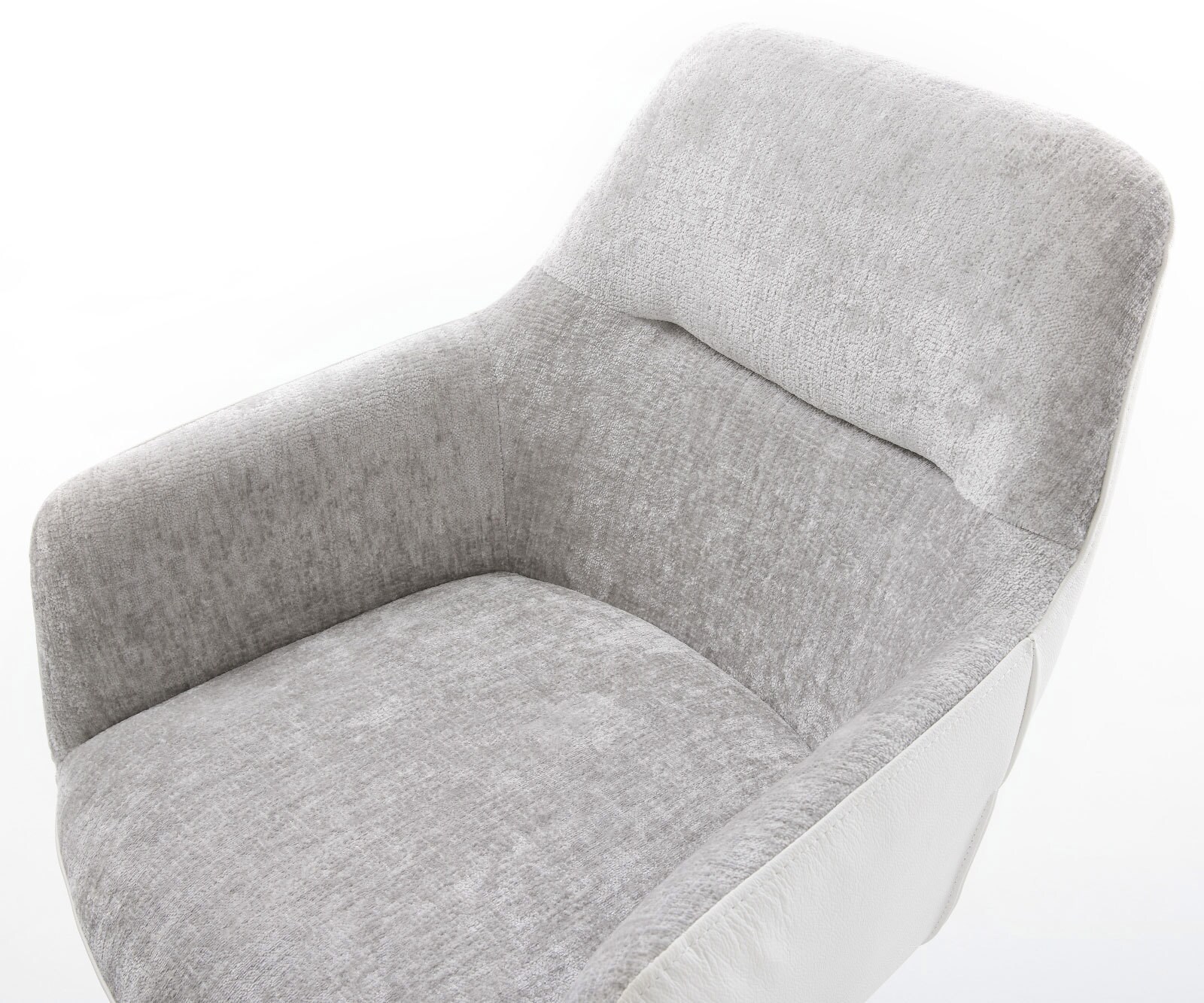 Draaistoel Pejo-Flex materiaalmix echt leer wit-zilver grijs kruispoot wit 360° draaibaar rocker-functie pocketveer kern 3