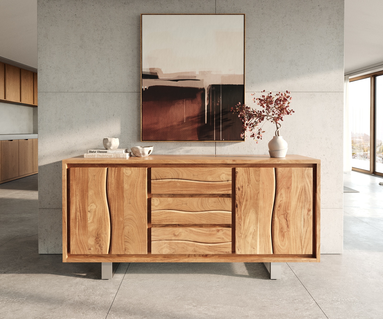 Dressoir Live-Edge 172 cm acacia natuur 3 laden 4 deuren 1 Dressoir Live-Edge 172 cm acacia natuur 3 laden 4 deuren 1