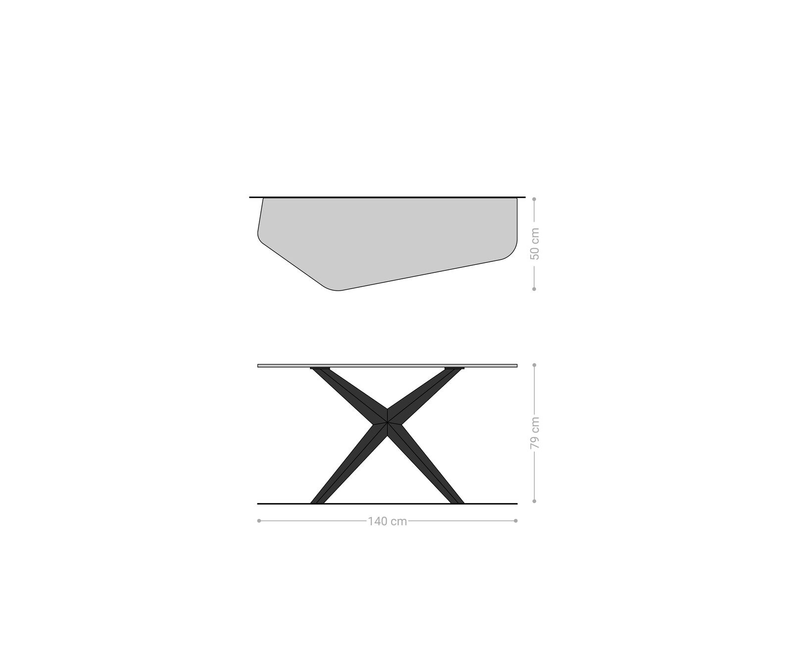 Consoletafel Edge Polygonaal 140x50 cm Keramiek Emperador Extra Lucidato Dunkelbraun Zentharo Metaal Zwart 8