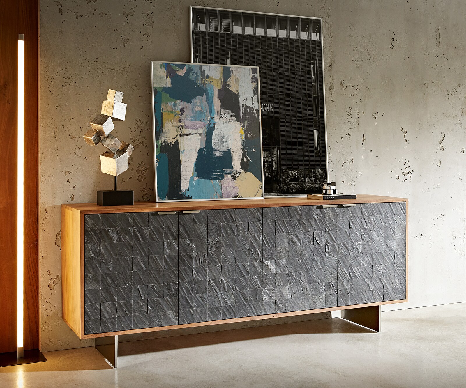 Dressoir Teele Acacia natuur leisteen fineer massief 3