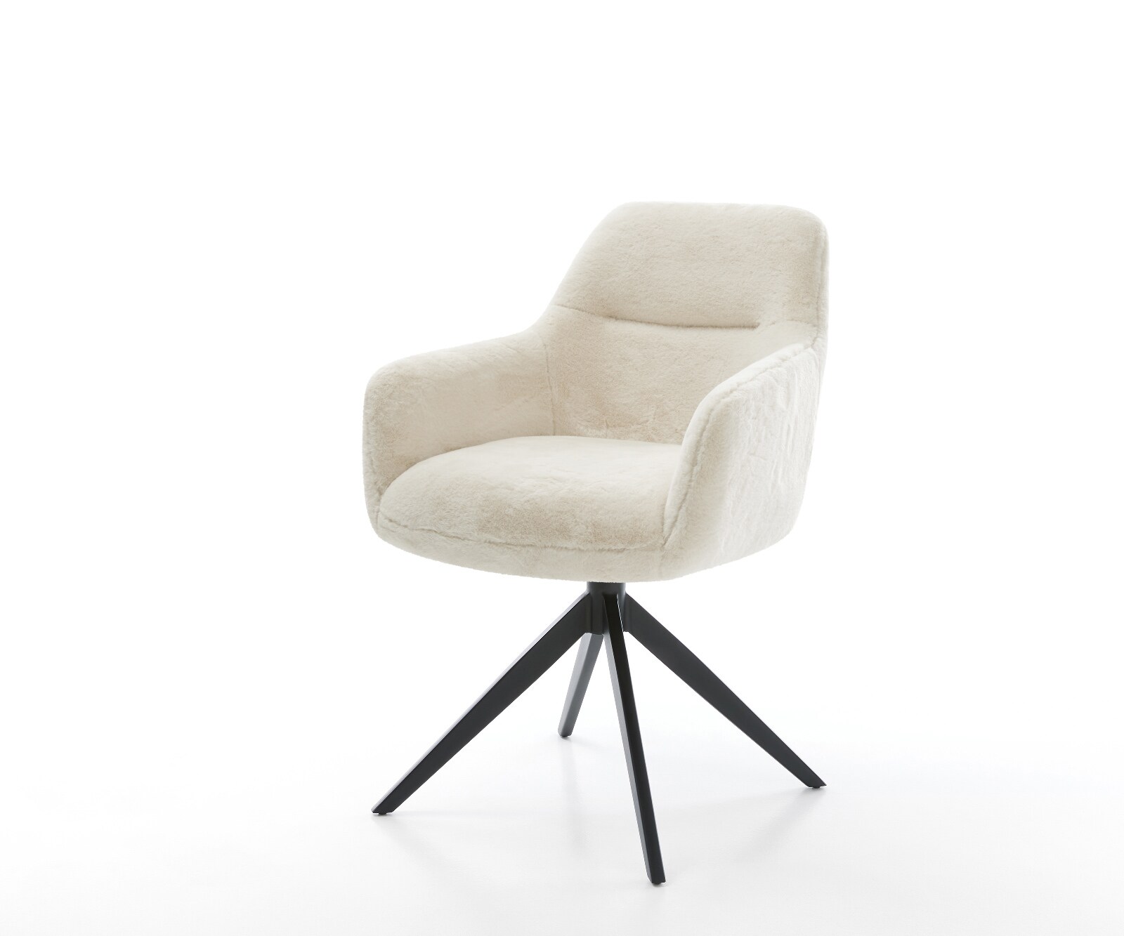 Draaistoel Pejo-Flex pluchen crème-wit kruisframe breed zwart 360° draaibaar rocker-functie pocketveer kern 1