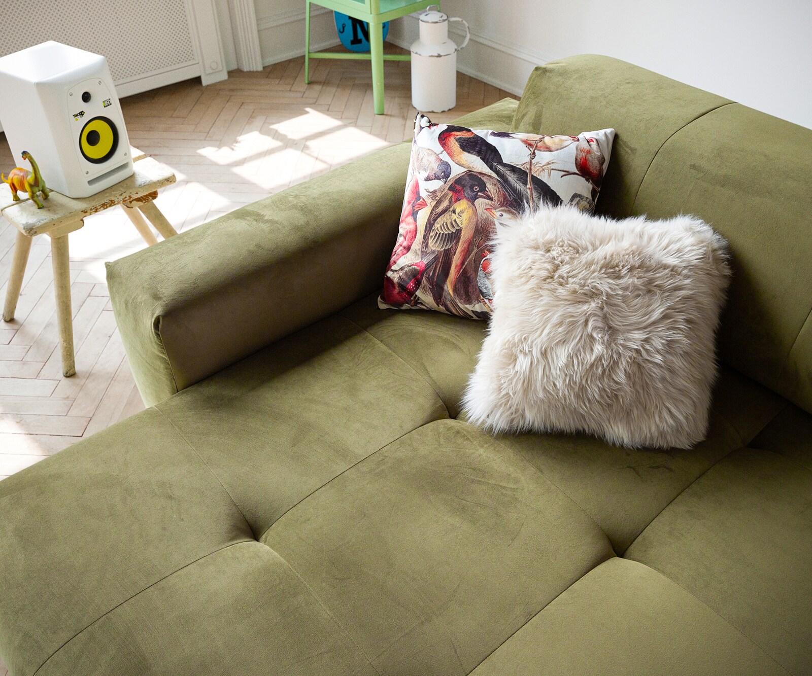 Hoekbank Lazaro 300x160 cm Fluweel olijf ottomaan Links met zitdiepteverstelling 5 Hoekbank Lazaro 300x160 cm Fluweel olijf ottomaan Links met zitdiepteverstelling 5