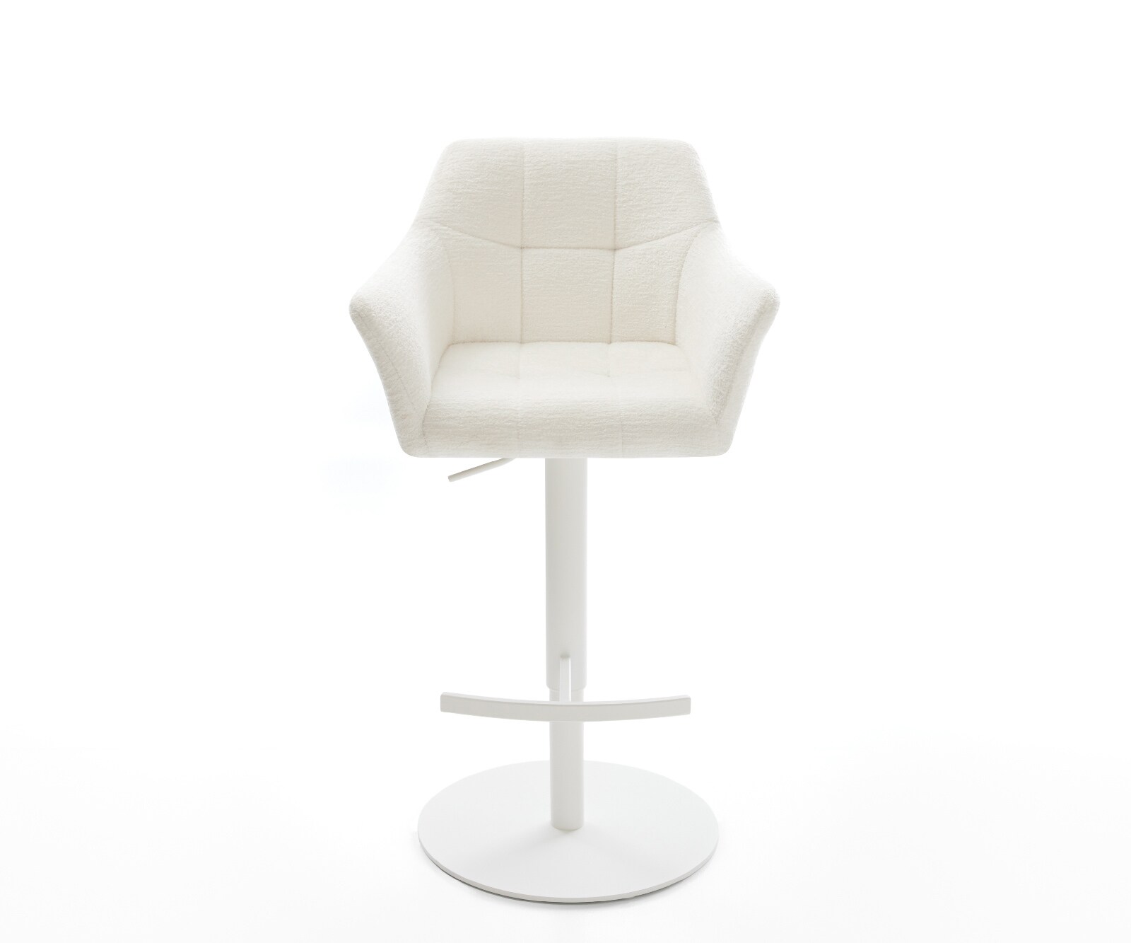 Barstoel Yulo-Flex Bouclé zacht Beige Draaivoet in hoogte verstelbaar wit Wit 1
