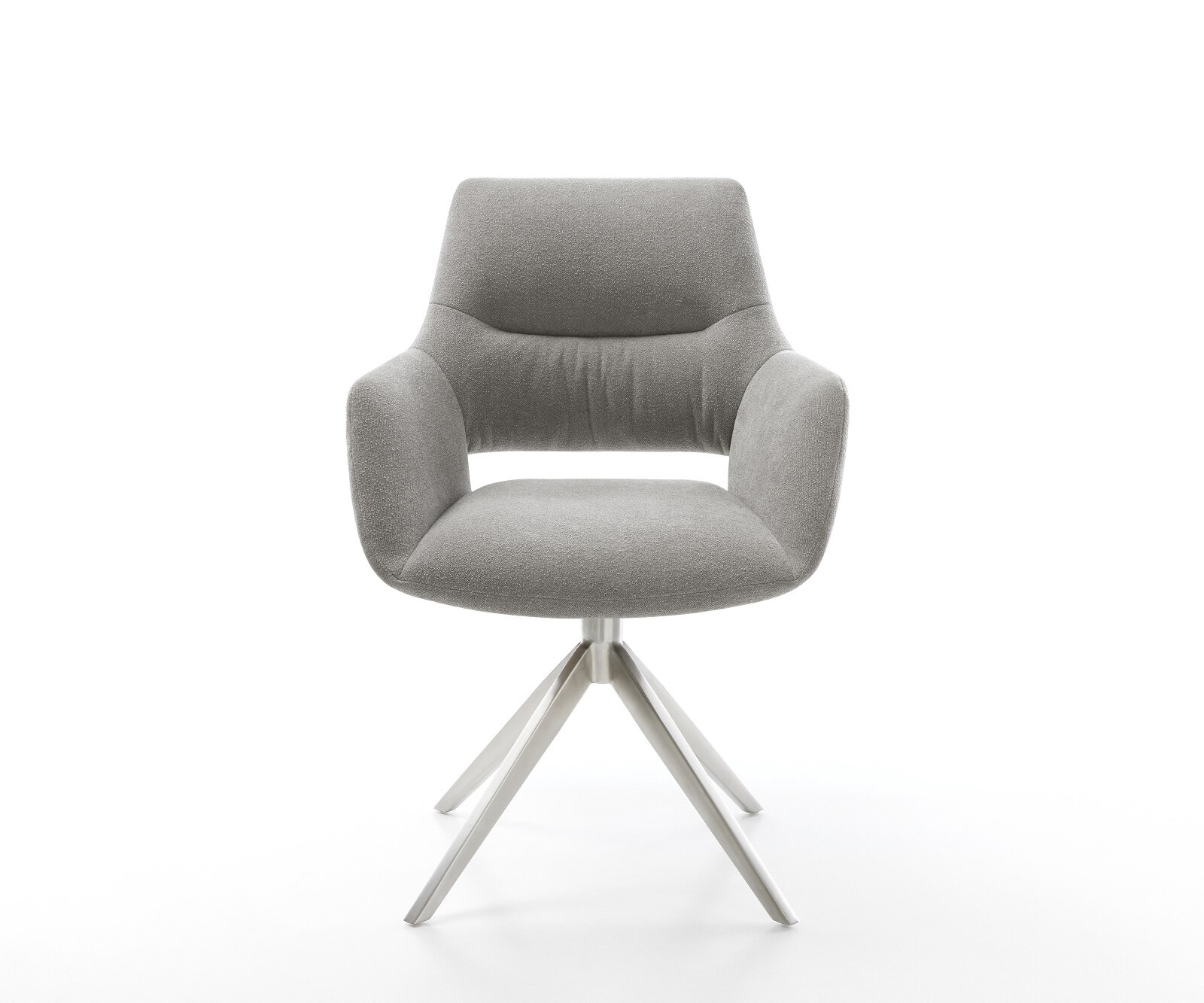 Draaistoel Yago-Flex met armleuning zachte stof met structuur grijs kruisframe breed roestvrij staal 360° draaibaar rocker-functie pocketveer kern 2