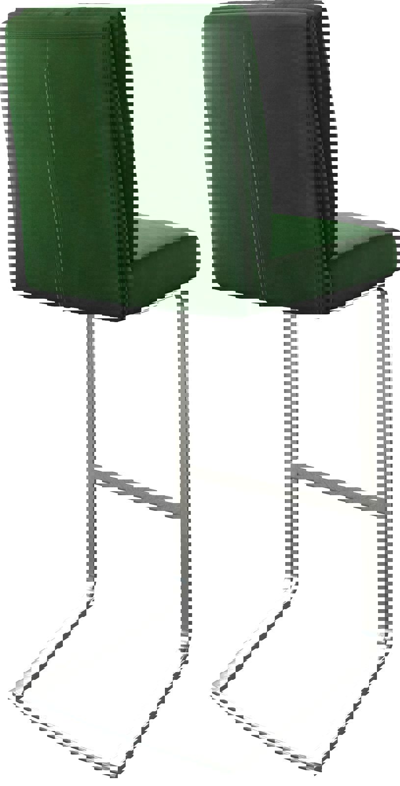 Barstoel Pela-Flex fluweel groen sledestoel vlak roestvrij staal 4 Barstoel Pela-Flex fluweel groen sledestoel vlak roestvrij staal 4