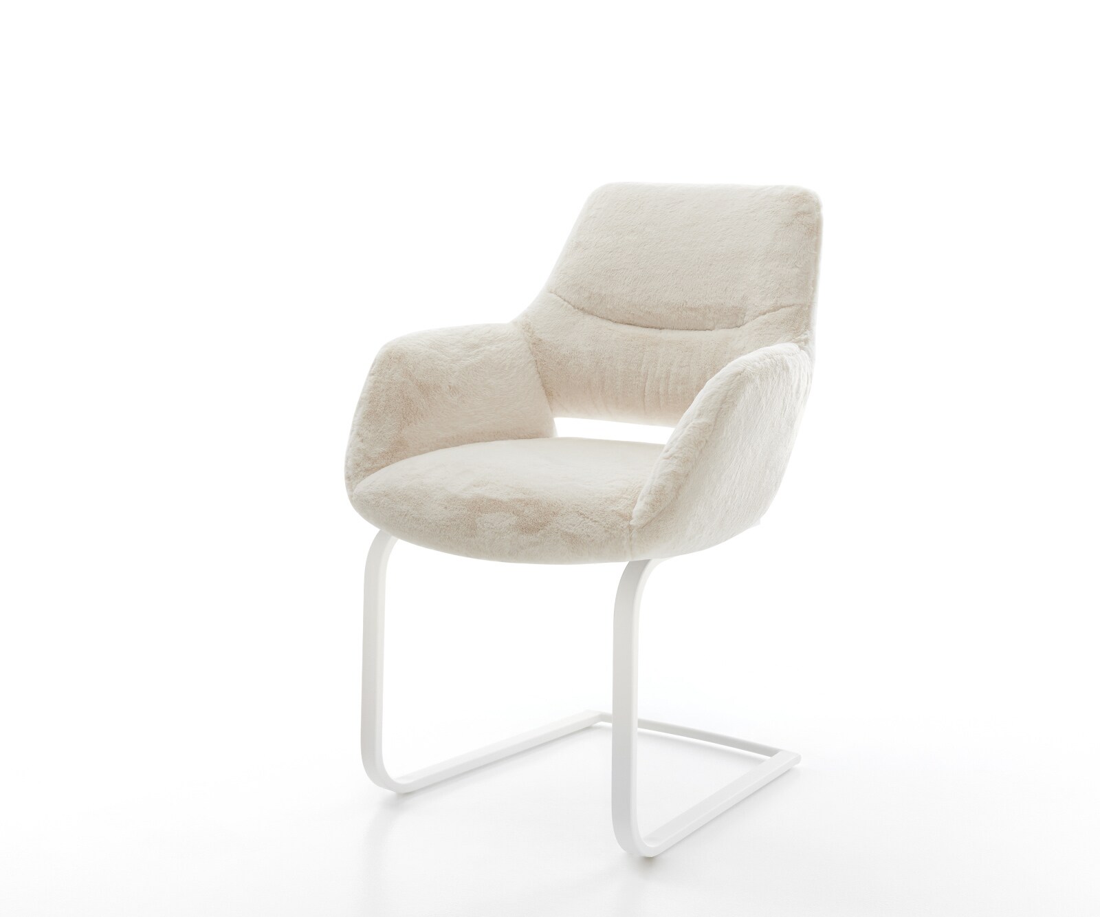 Sledemodel Yago-Flex met armleuning pluchen crème-wit sledemodel vlak wit pocketveer kern 1