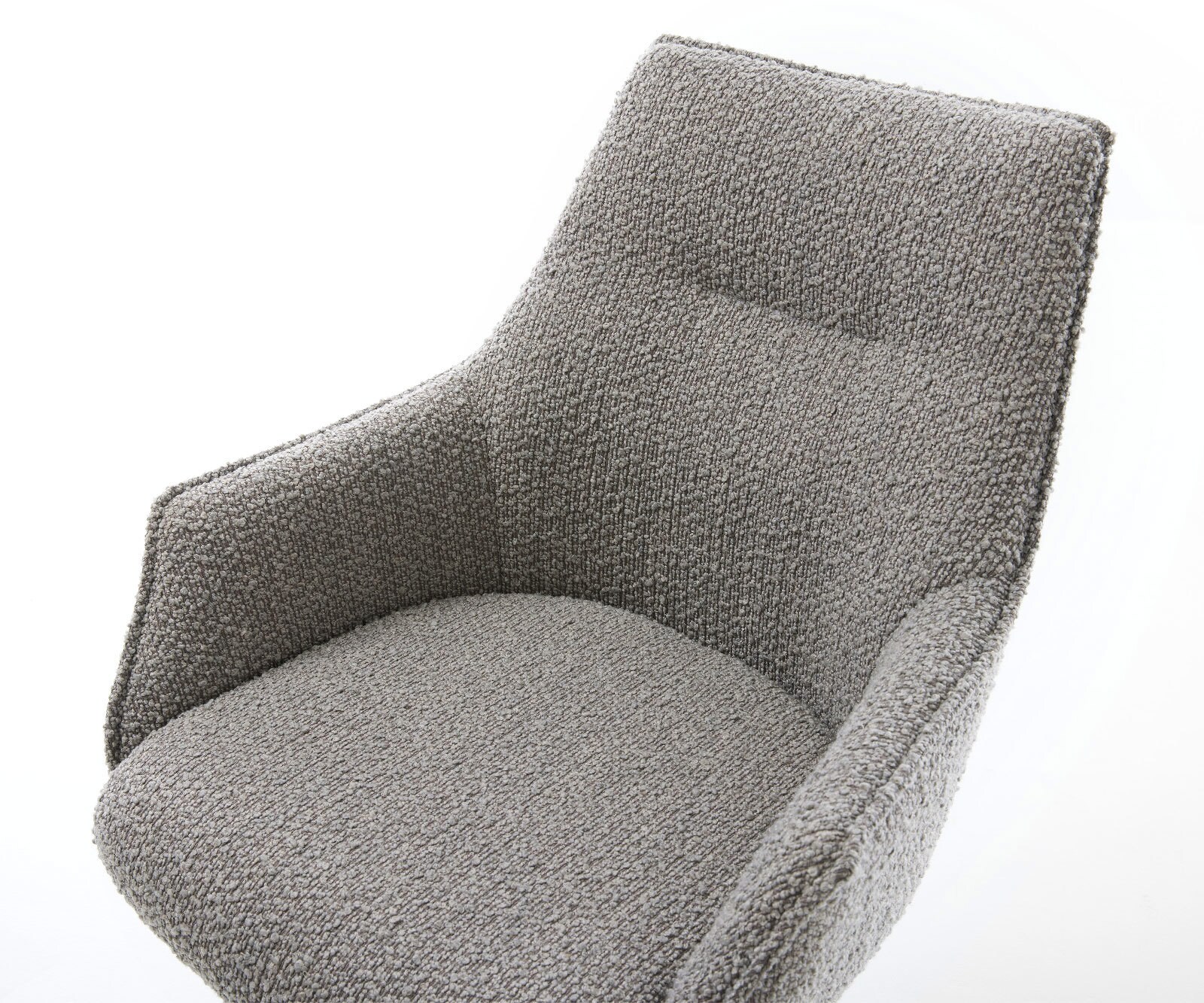 Draaistoel Alja-Flex met armleuning bouclé zilver grijs kruisframe breed roestvrij staal 360° draaibaar pocketveer kern 4