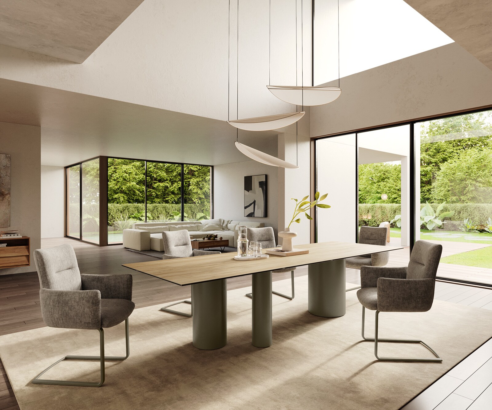 Eetkamertafel Edge 300x100 keramiek Laminam® Sabbia eiken kleur Troa metaal effectafwerking titaan 6