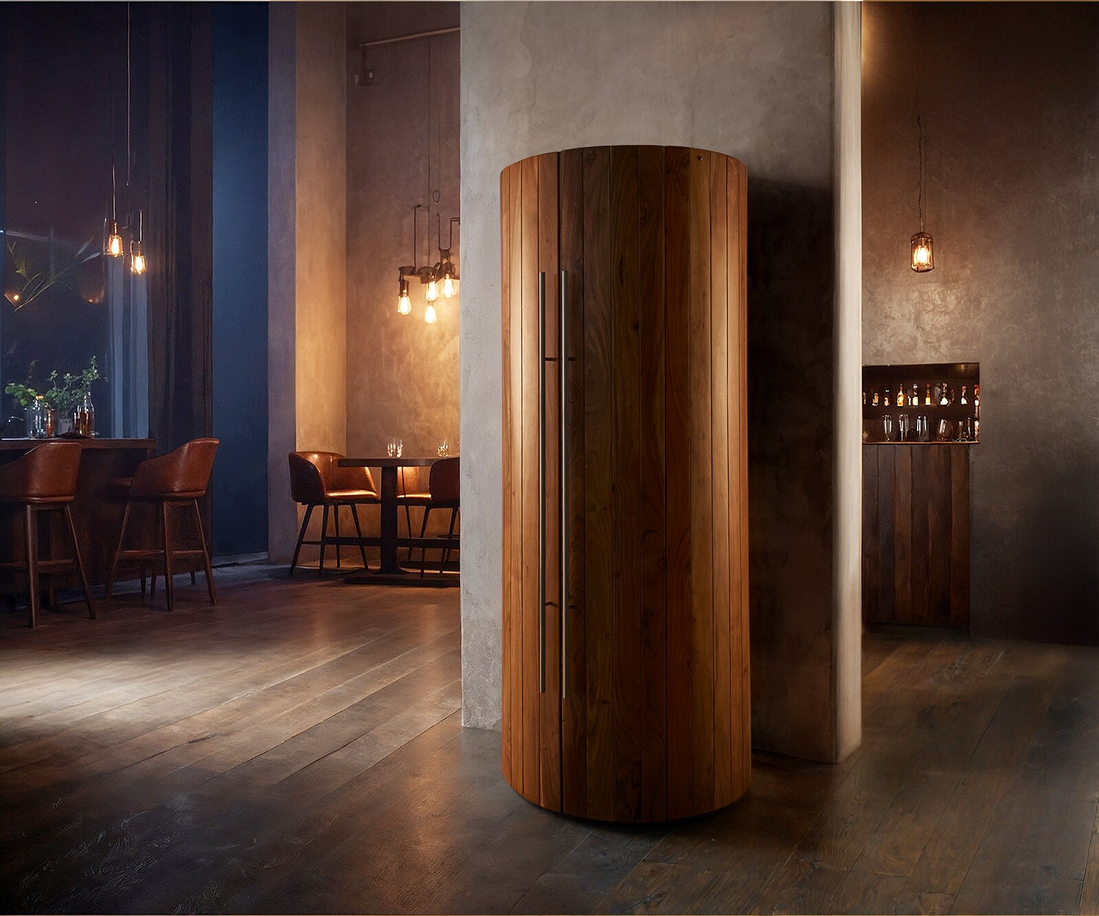 Barkast Tulsa 80x190 cm acacia naturel LED-verlichting wijnkast 1