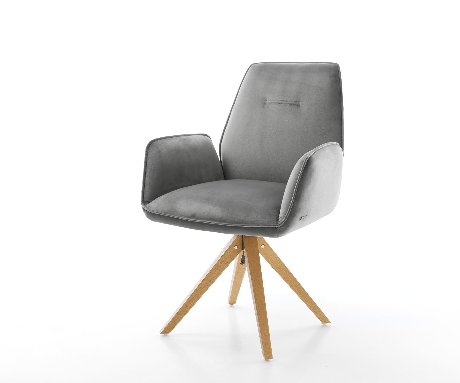 Eetkamerstoel Zoa-Flex fluweel grijs houten frame hoekig natuur pocketveer kern