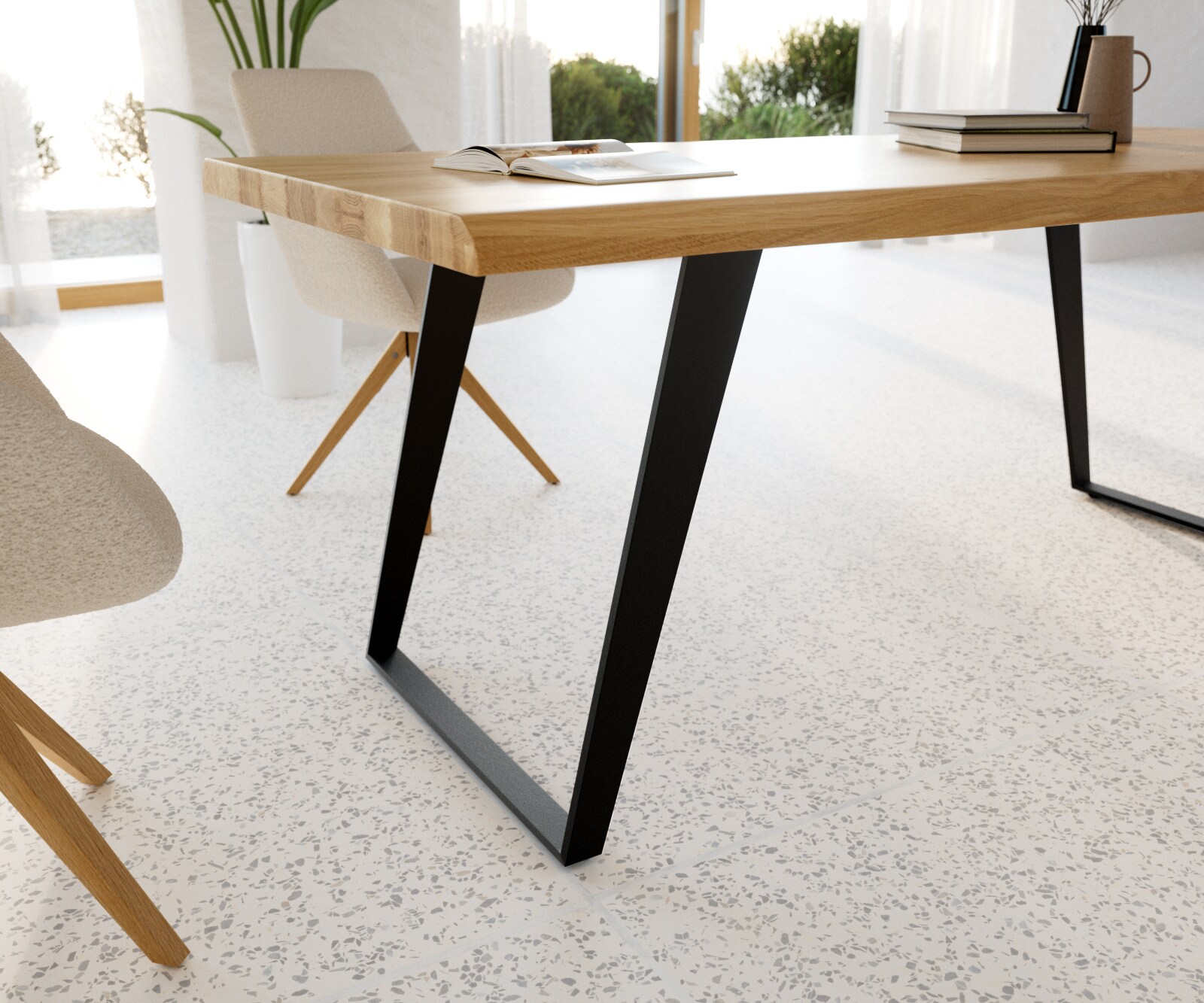 Eettafel Edge 200x100 eiken natuur metaal schuin zwart  Live-Edge 4 Eettafel Edge 200x100 eiken natuur metaal schuin zwart  Live-Edge 4