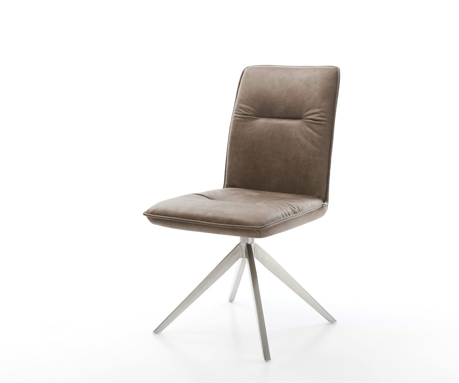 Draaistoel Vinjo-Flex microvelours taupe vintage kruisframe breed roestvrij staal 360° draaibaar rocker-functie