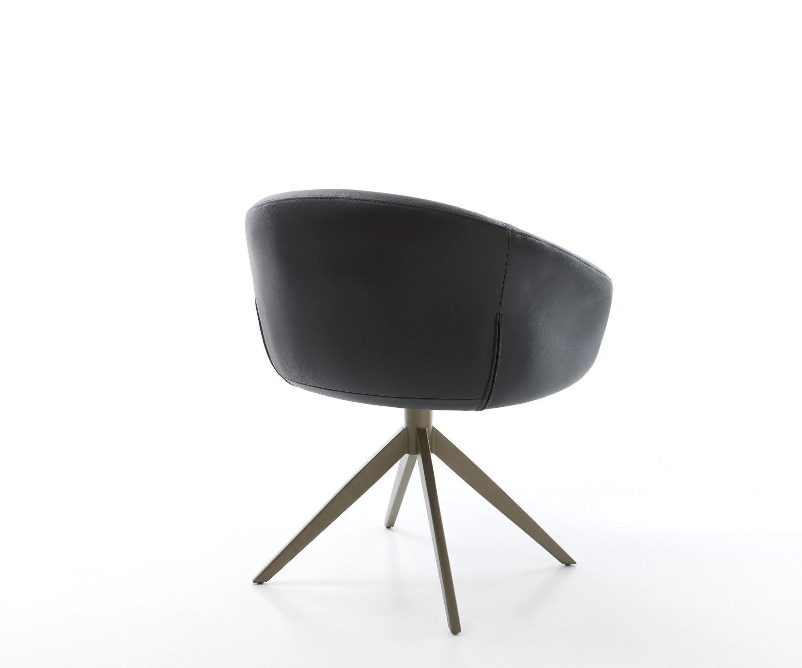 Draaistoel Vinka-Flex met armleuning echt leer zwart kruisframe breed afwerking met titanium 360° draaibaar rocker-functie pocketveer kern 4