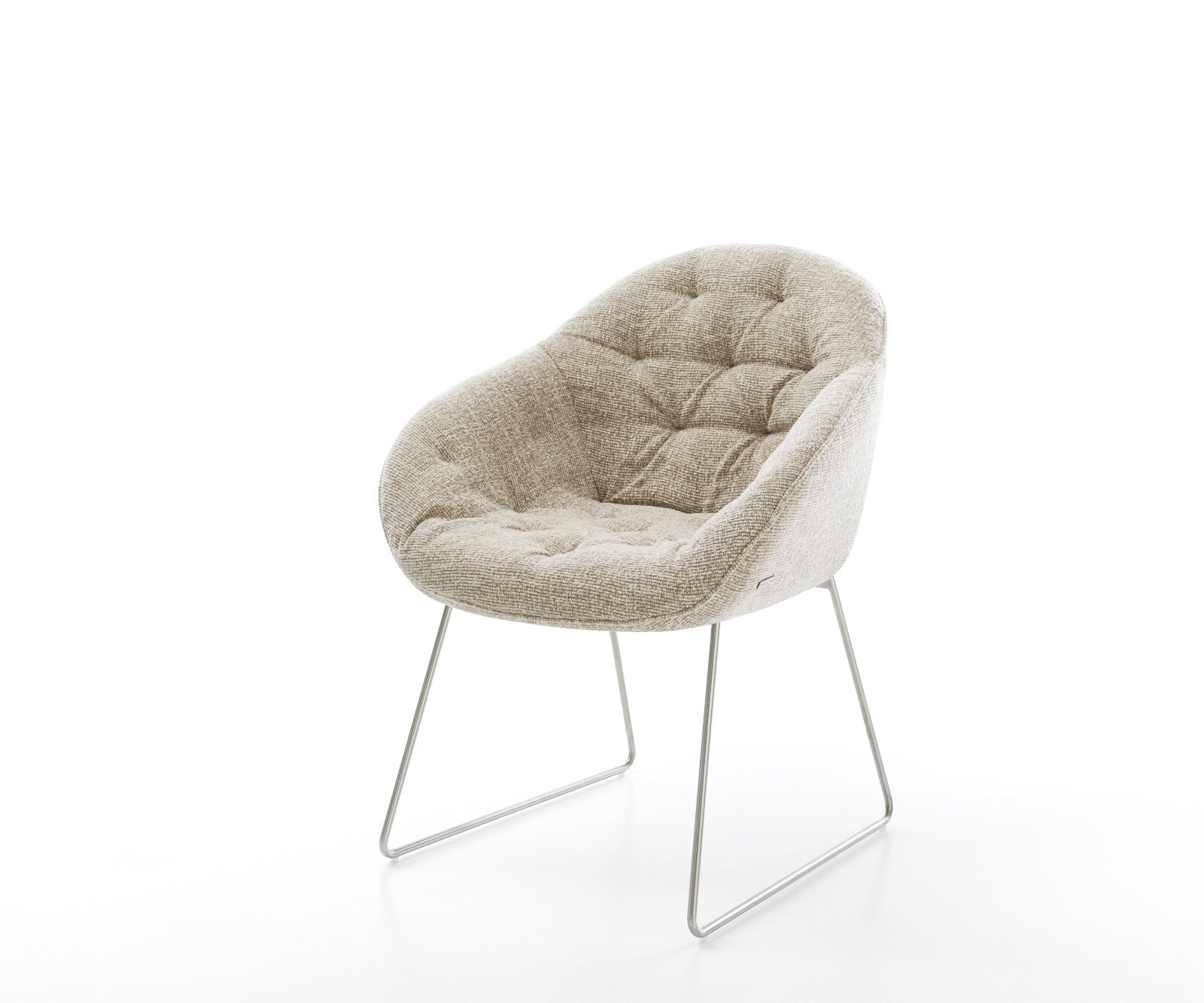 Eetkamerstoel Gaio-Flex geweven stof beige slipframe roestvrij staal