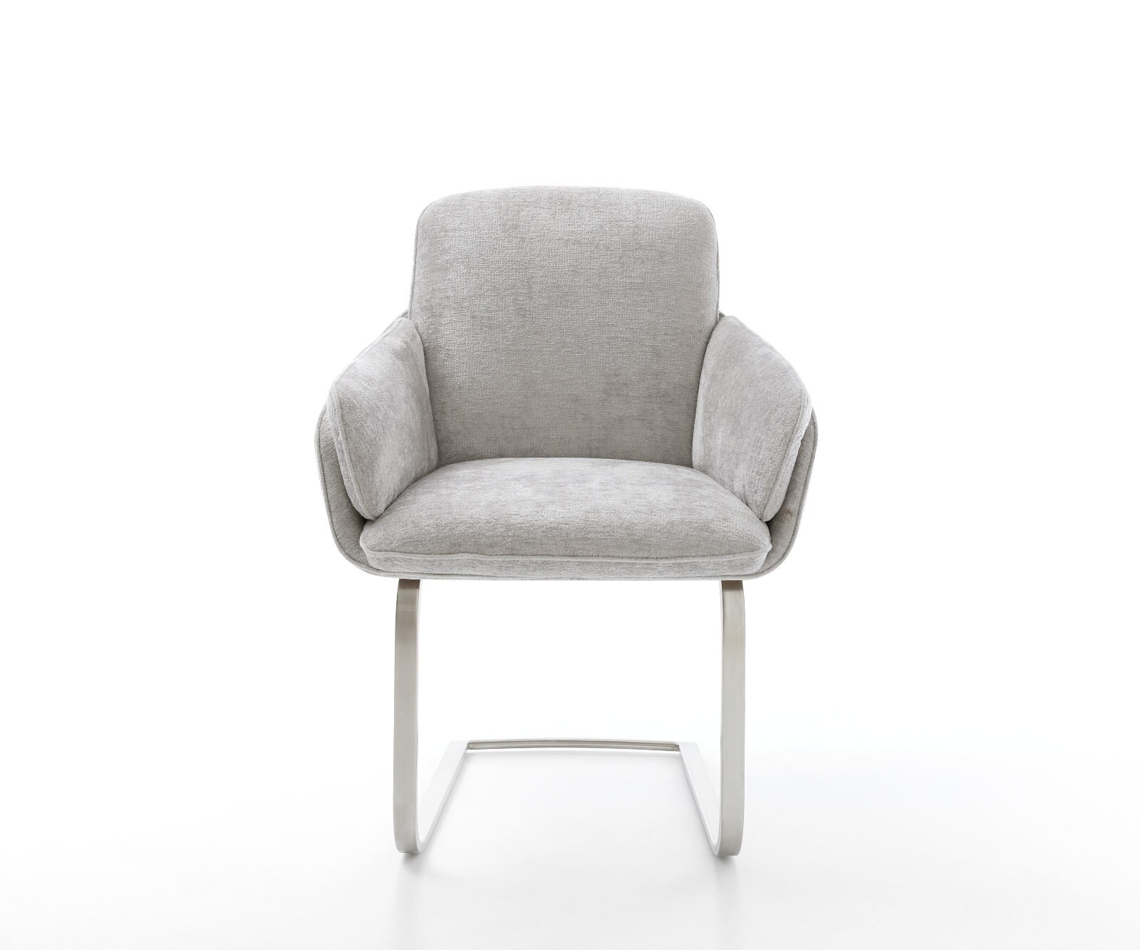 Sledemodel Luan-Flex met armleuning chenille zilver grijs sledemodel vlak roestvrij staal 1 Sledemodel Luan-Flex met armleuning chenille zilver grijs sledemodel vlak roestvrij staal 1