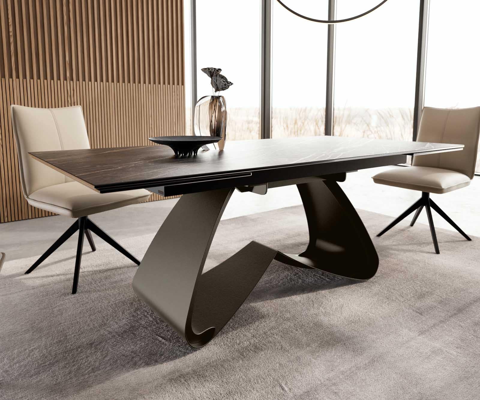 Eettafel Edge 200-300x100 Keramiek Laminam®Noir Desir Bruin W-frame Effectafwerking Titanium Uitbreidbaar 5 Eettafel Edge 200-300x100 Keramiek Laminam®Noir Desir Bruin W-frame Effectafwerking Titanium Uitbreidbaar 5